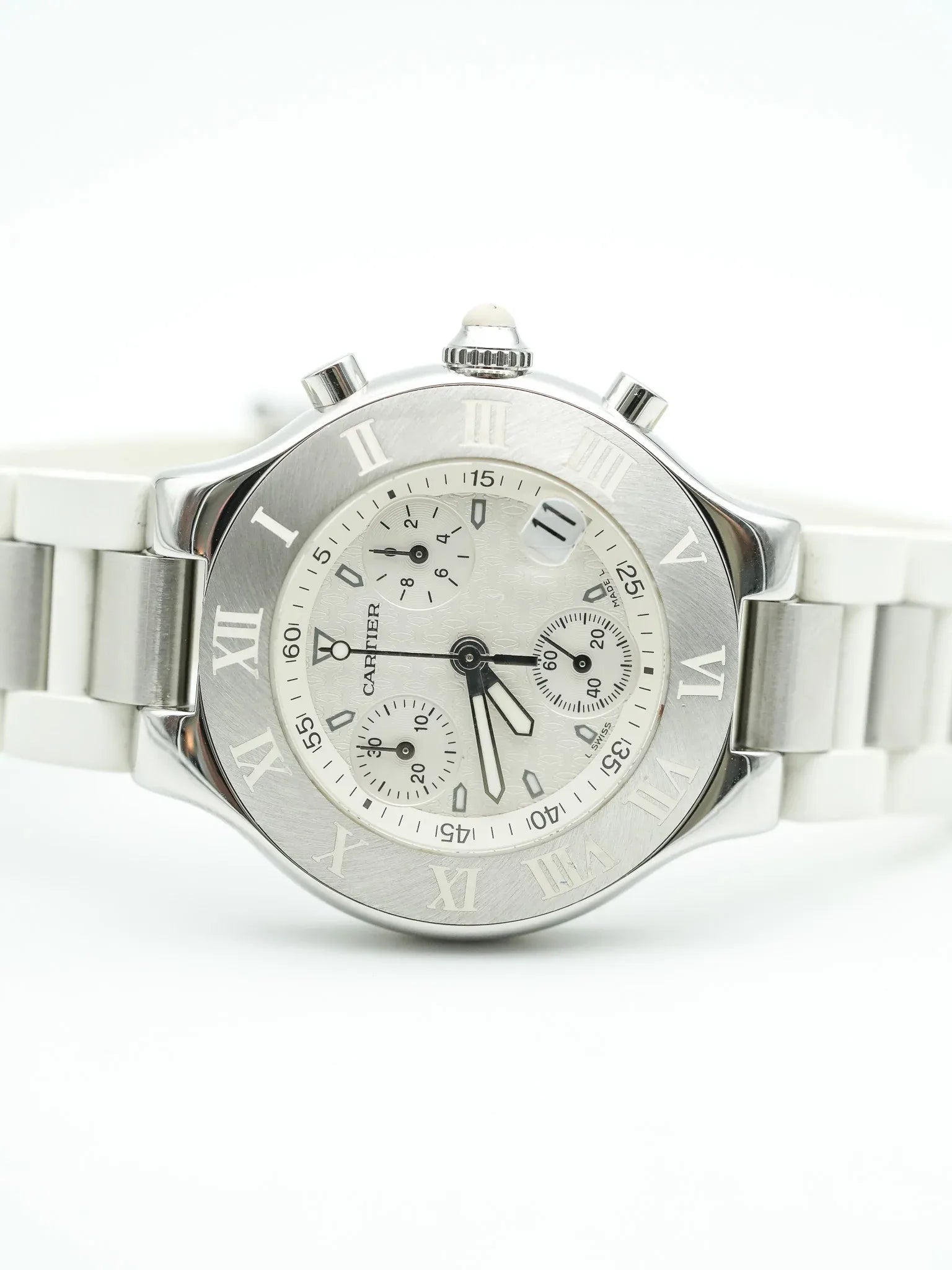 Cartier - Must Chronographe Blanc - 1990s - Atelier Victor - Vintage Shop