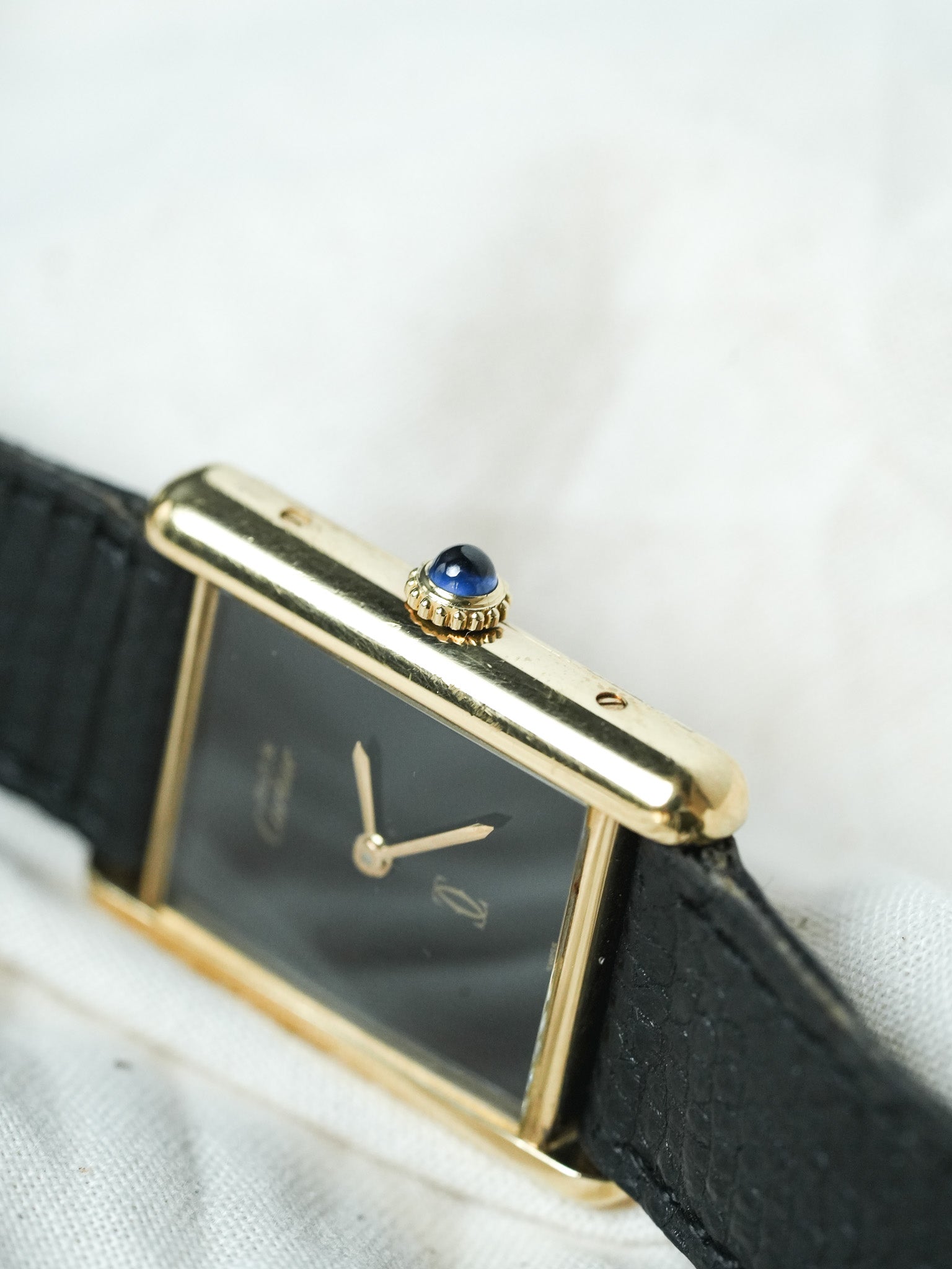 Cartier - Must de Cartier Tank 23x30 Vermeil Cadran Noir laqué - 1980s - Atelier Victor - Vintage Shop