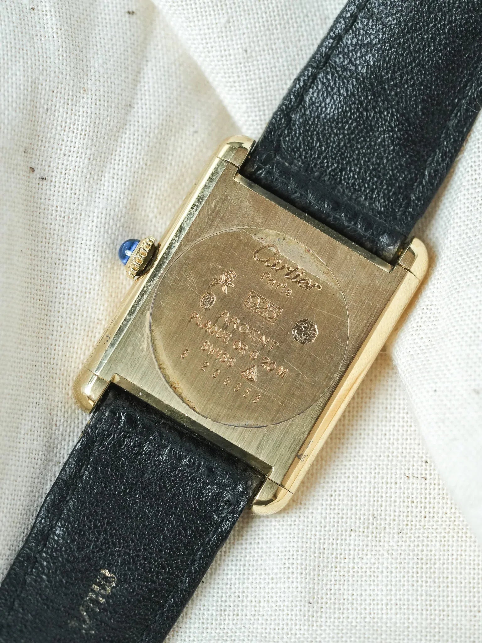 Cartier - Must de Cartier Tank 23x30 Vermeil Cadran Noir laqué - 1980s - Atelier Victor - Vintage Shop