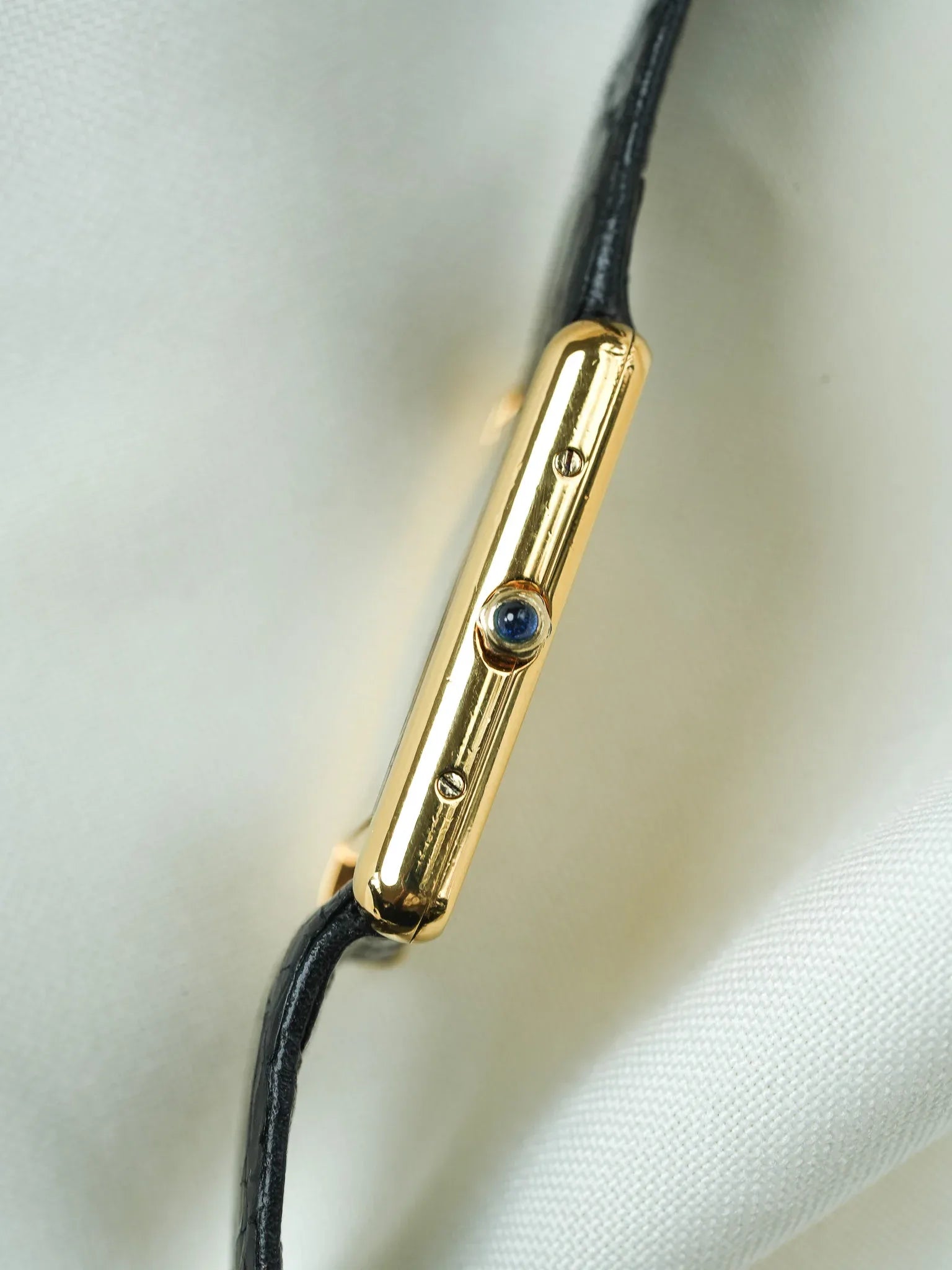 Cartier - Must de Cartier Tank 23x30 Vermeil Cuarzo Esfera Negra Gris - 1980s