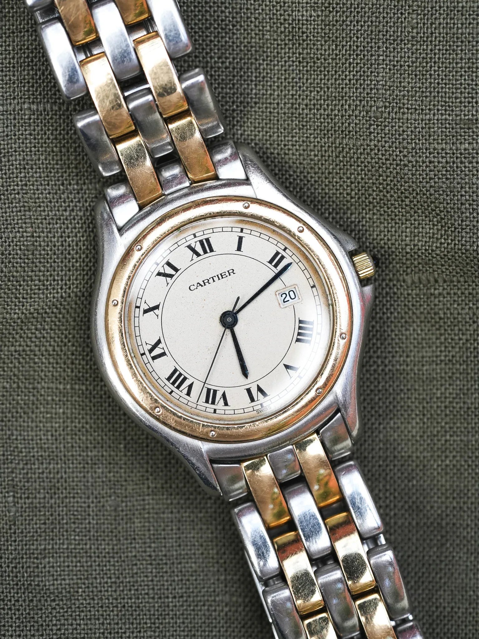 Cartier - Panthère Cougar 187904 Large Acier Or 2 rangées - 1990s - Atelier Victor - Vintage Shop