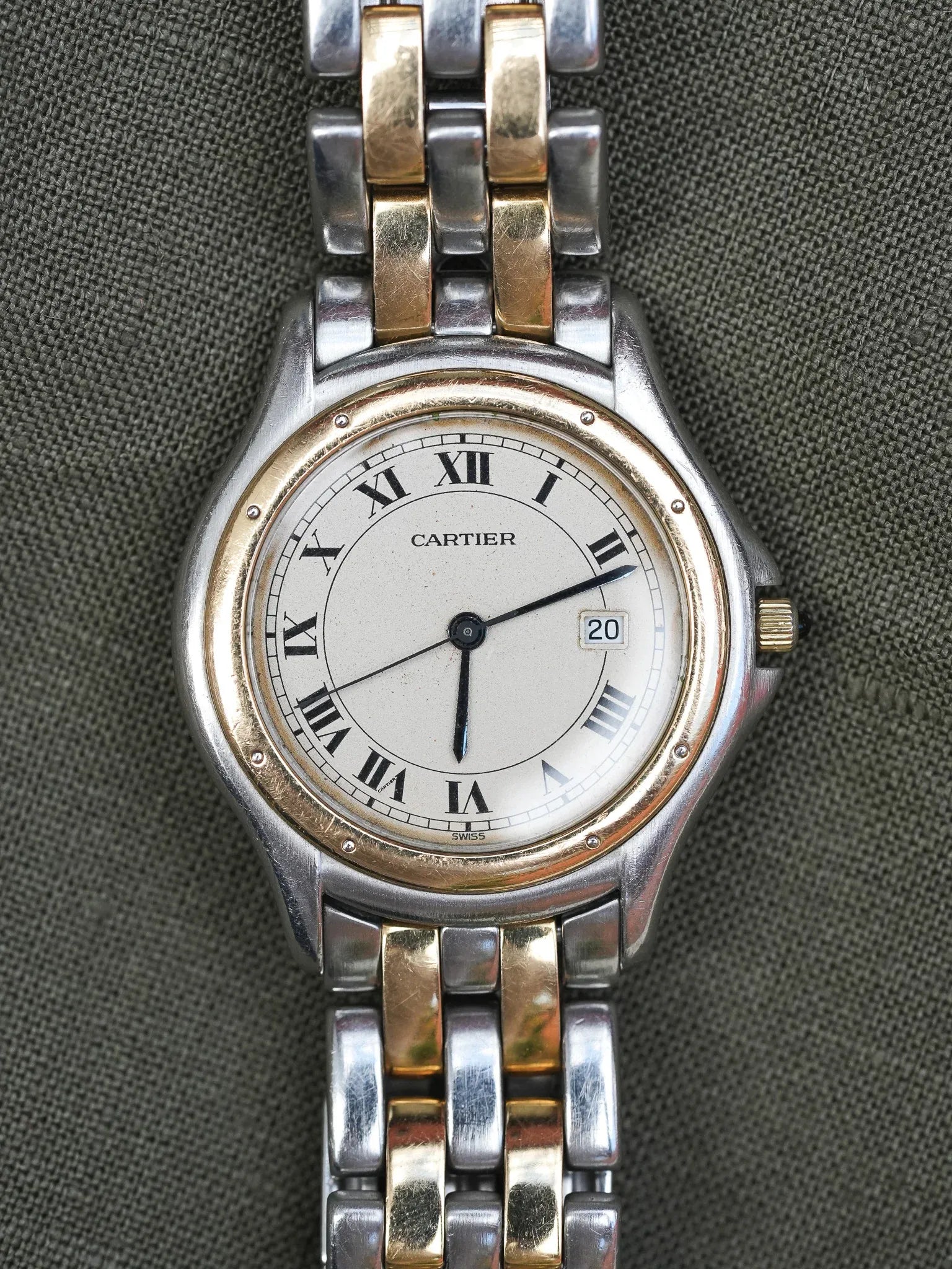 Cartier - Panthère Cougar 187904 Large Acier Or 2 rangées - 1990s - Atelier Victor - Vintage Shop