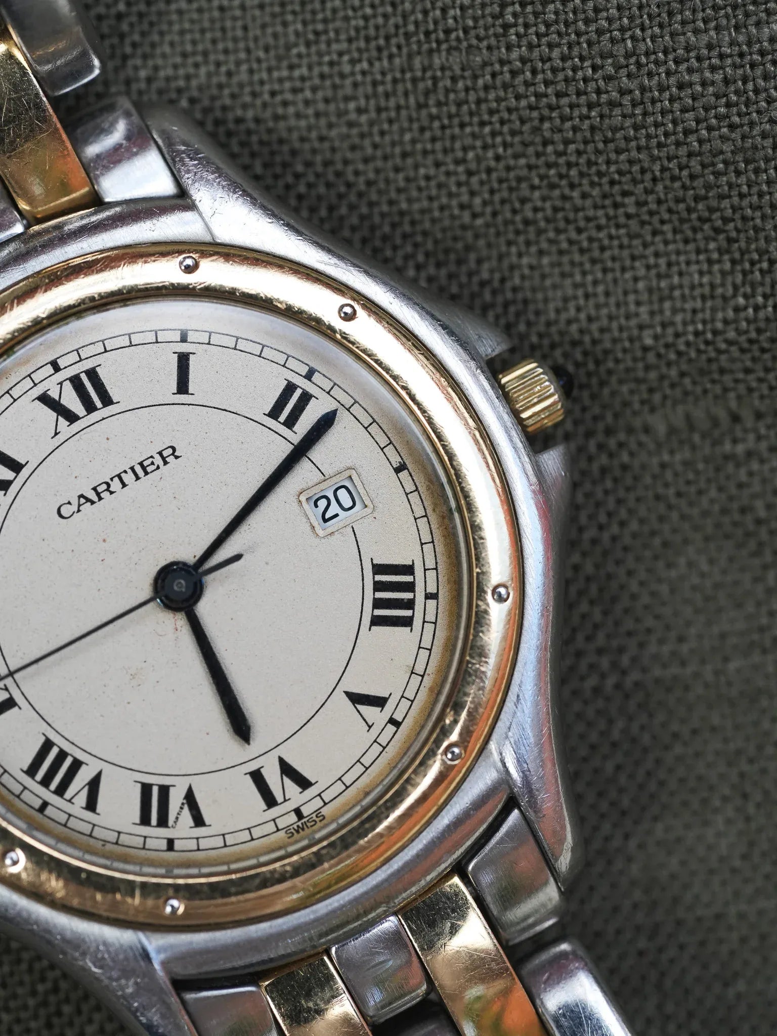 Cartier - Panthère Cougar 187904 Large Acier Or 2 rangées - 1990s - Atelier Victor - Vintage Shop