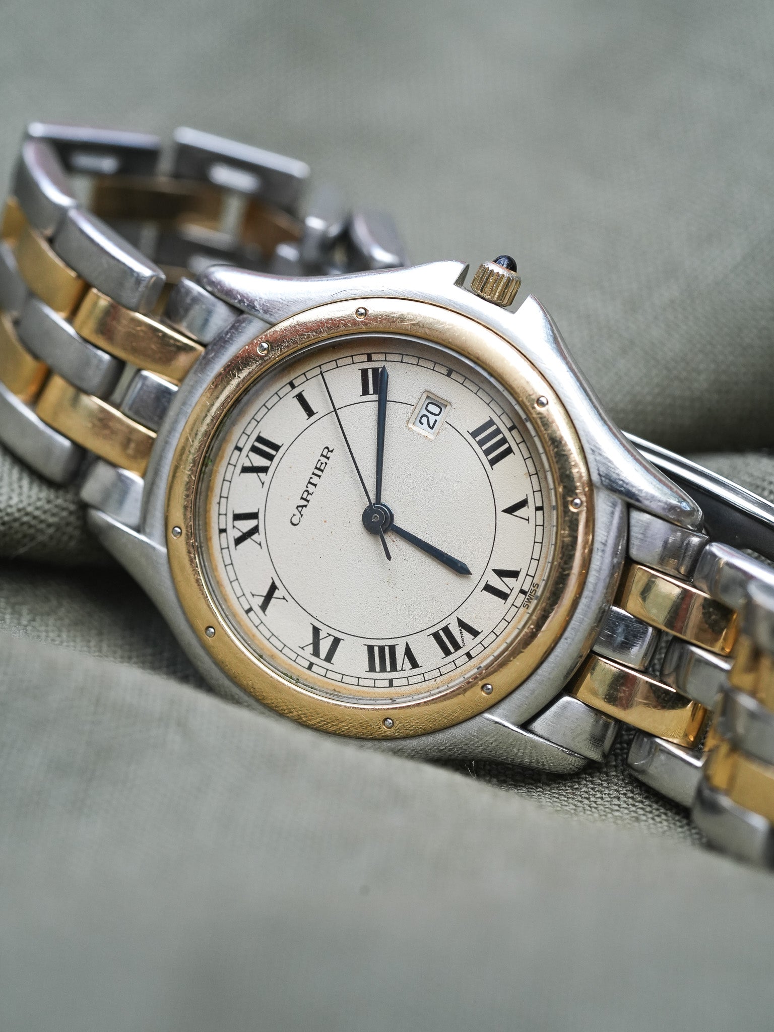 Cartier - Panthère Cougar 187904 Large Acier Or 2 rangées - 1990s - Atelier Victor - Vintage Shop
