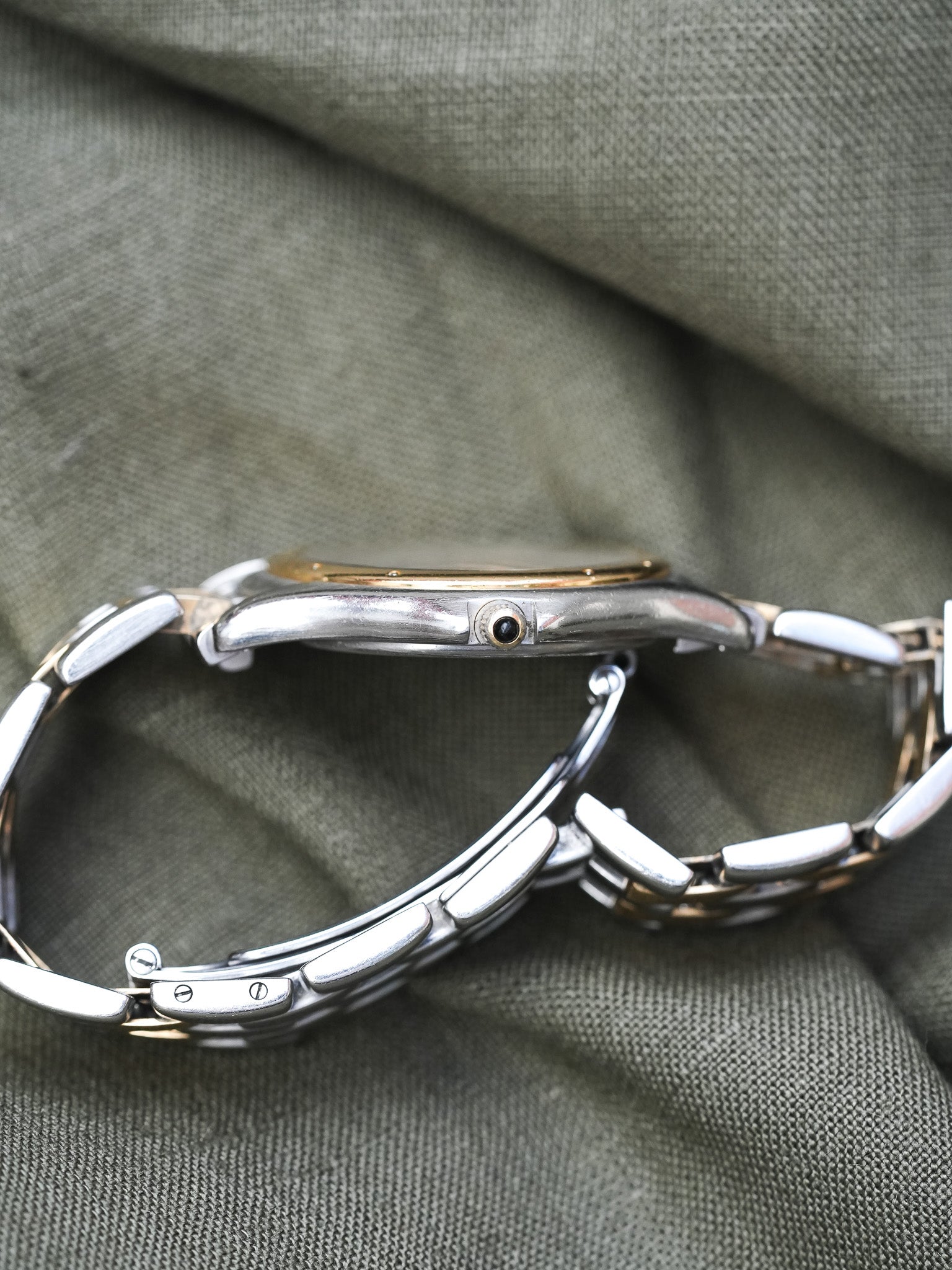 Cartier - Panthère Cougar 187904 Large Acier Or 2 rangées - 1990s - Atelier Victor - Vintage Shop