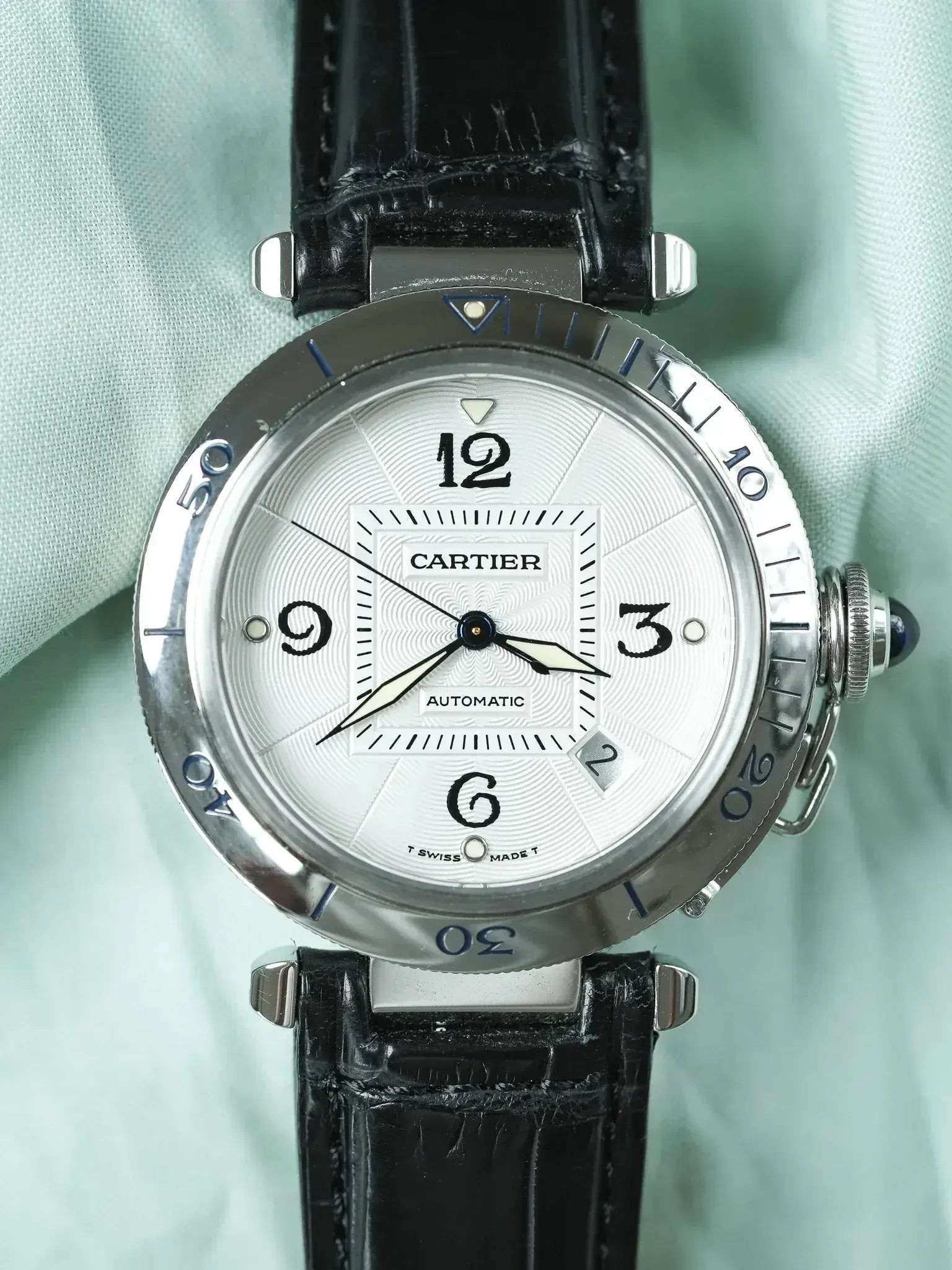 Cartier - Pasha 2378 Guilloché 38mm Acier Fond de boite verre - 1990s - Atelier Victor