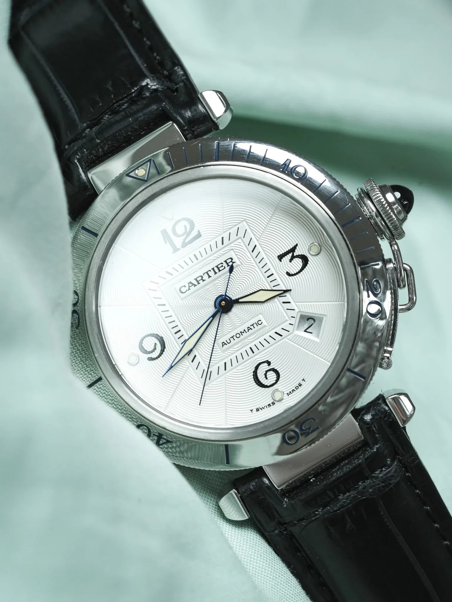Cartier - Pasha 2378 Guilloché 38mm 钢 盒底玻璃 - 1990s