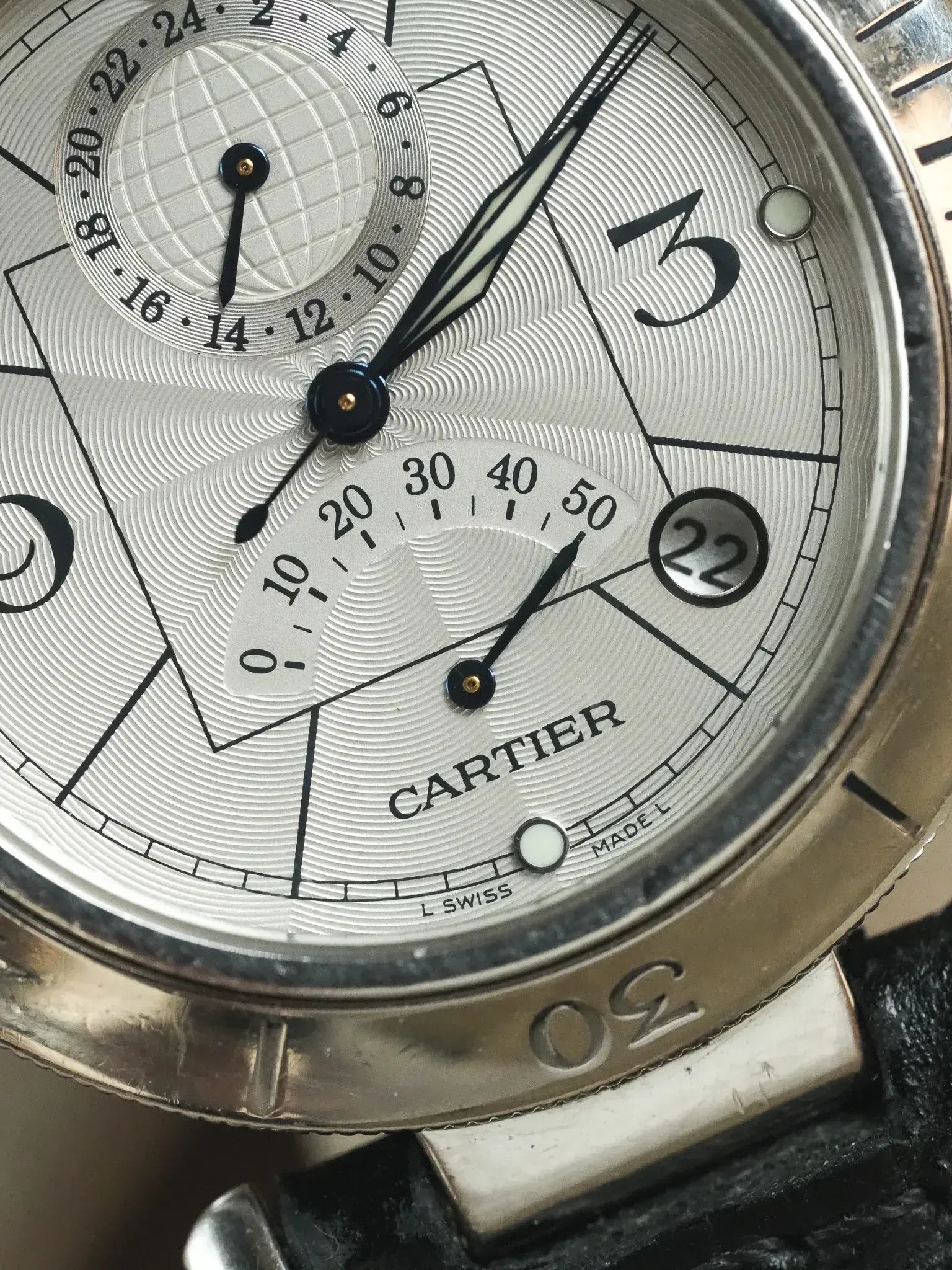Cartier - Pasha 2388 24h Réserve de Marche Cuir boucle déployante - 2000s - Atelier Victor