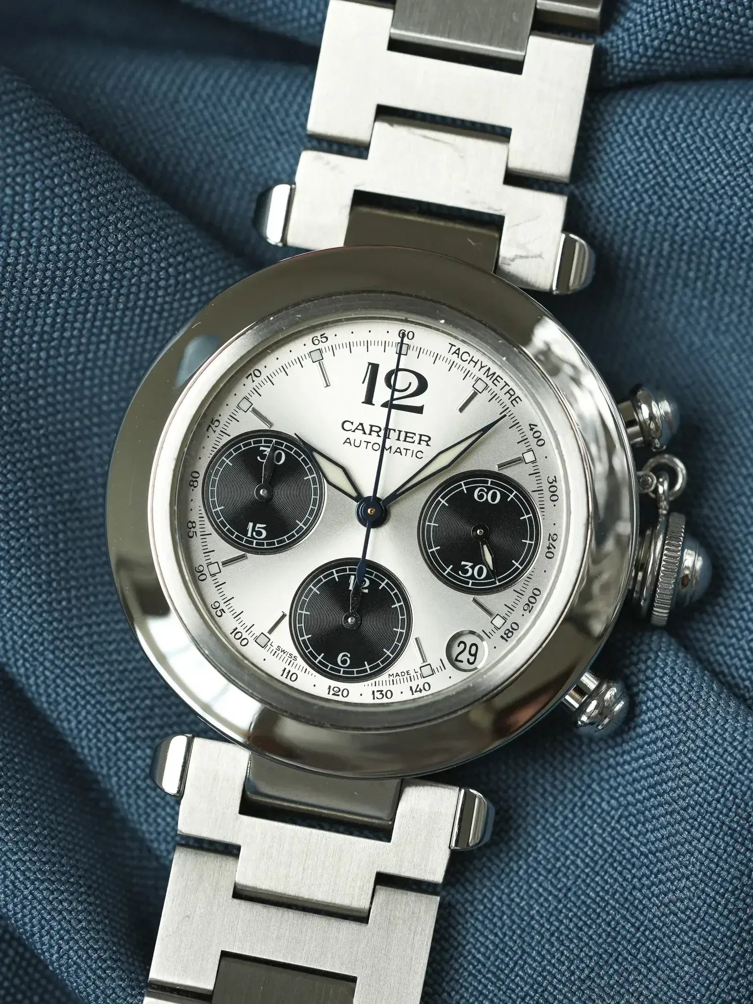 Cartier - Pasha 2412 Chronographe Panda Noir Acier - Papier - 2005 - Atelier Victor