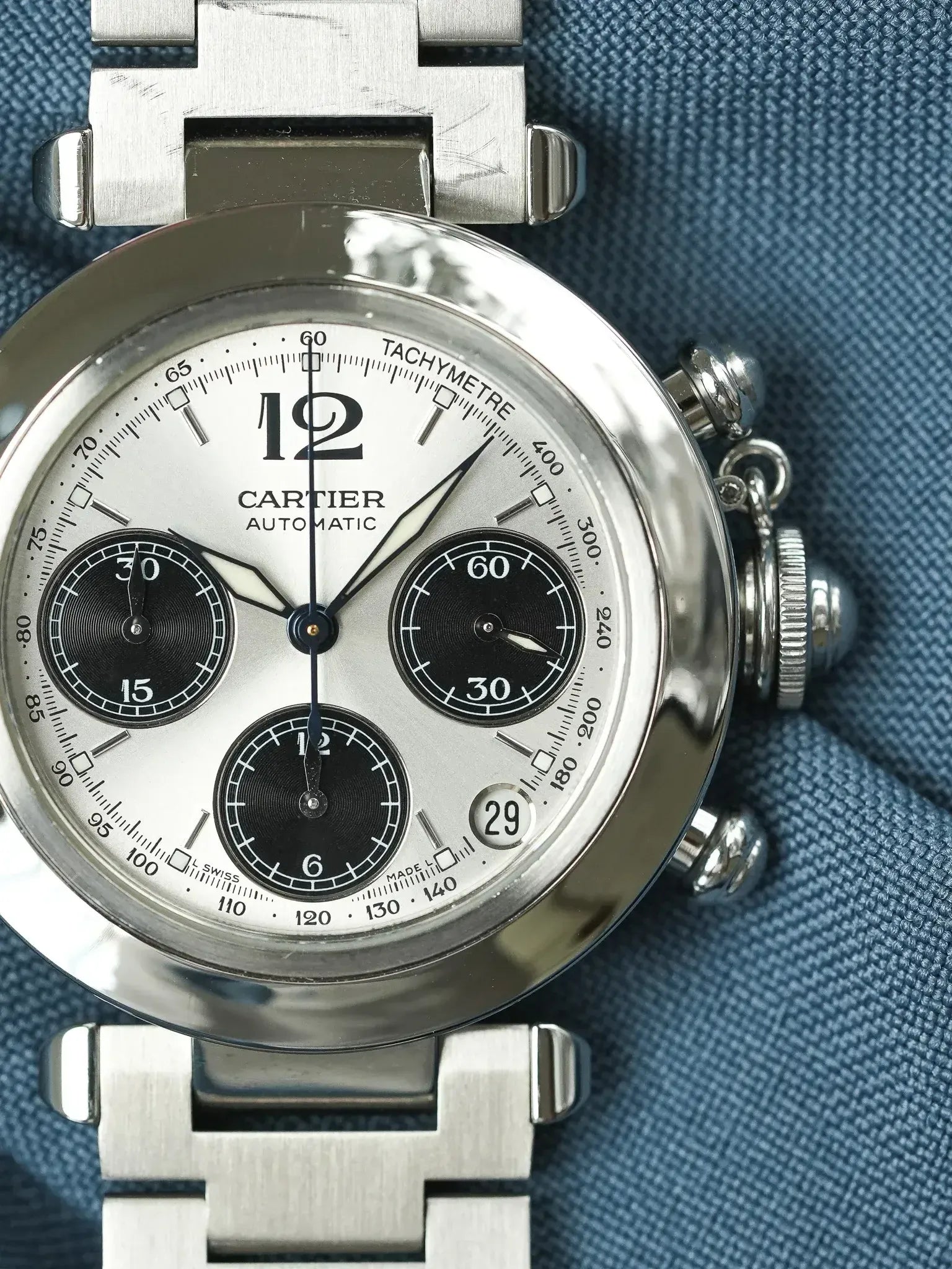 Cartier - Pasha 2412 Chronographe Panda Noir Acier - Papier - 2005 - Atelier Victor