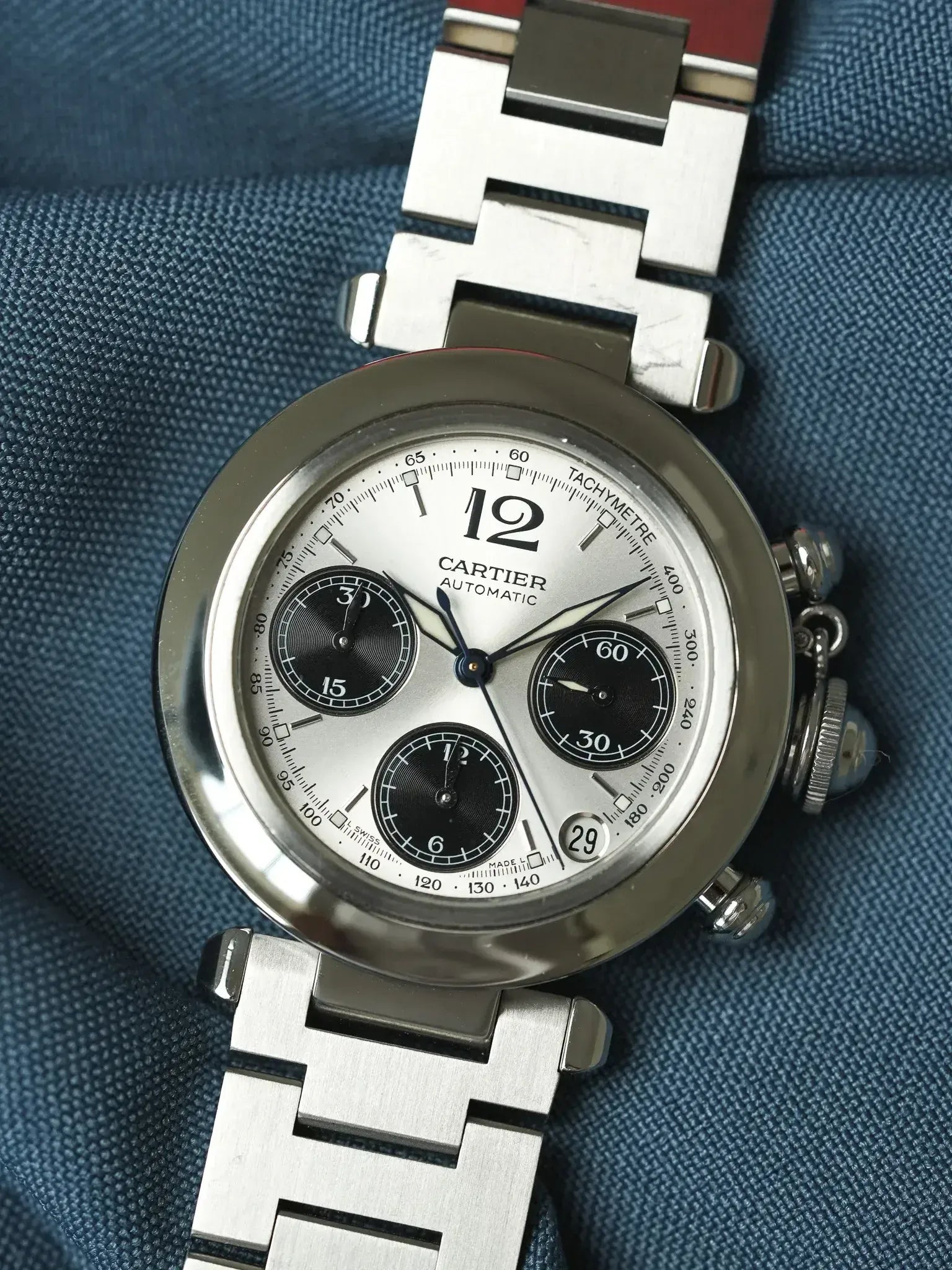 Cartier - Pasha 2412 Chronographe Panda Noir Acier - Papier - 2005 - Atelier Victor