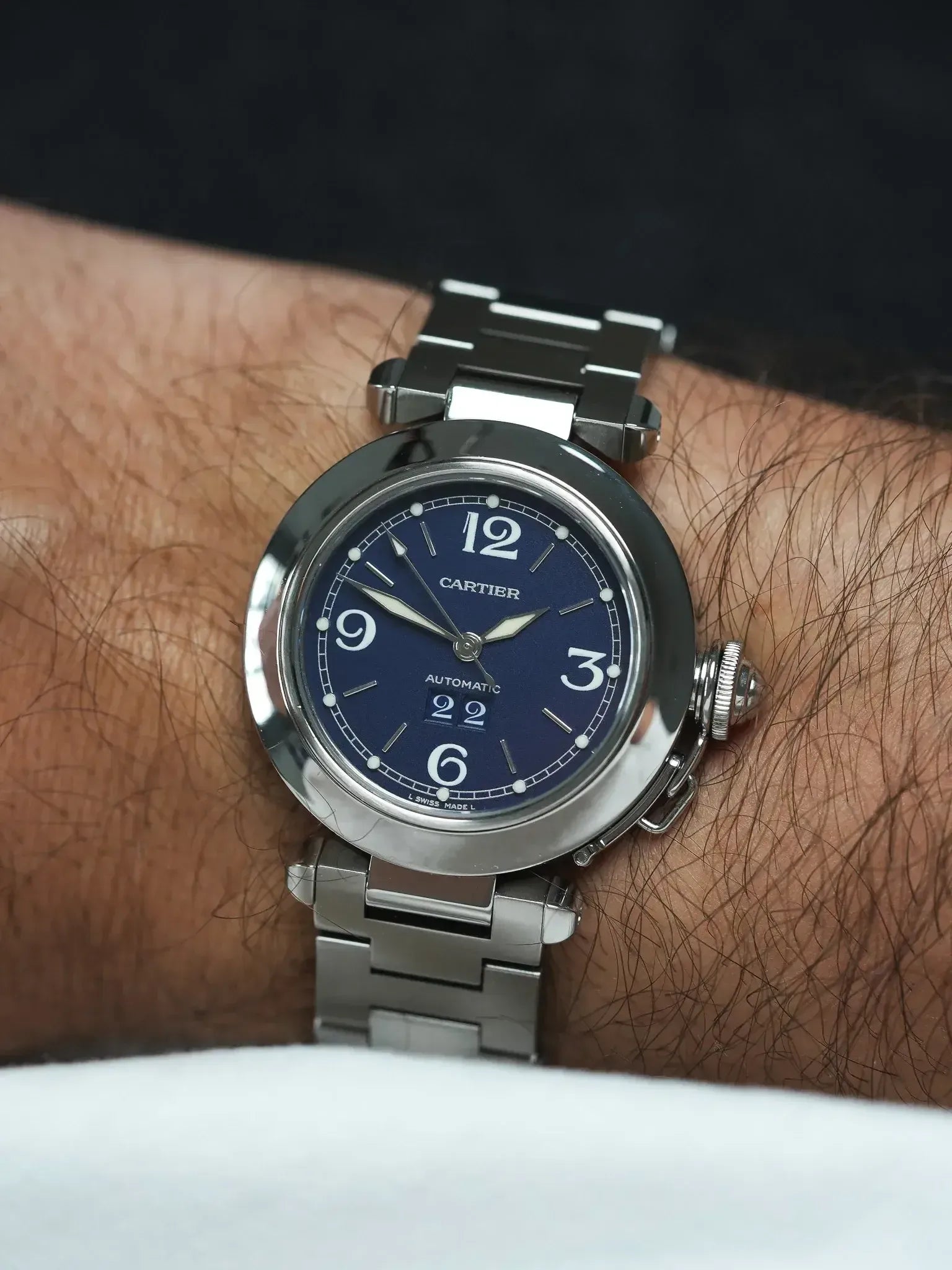 Cartier - Pasha 2475 Large Blue Steel Date 35mm - 2000s