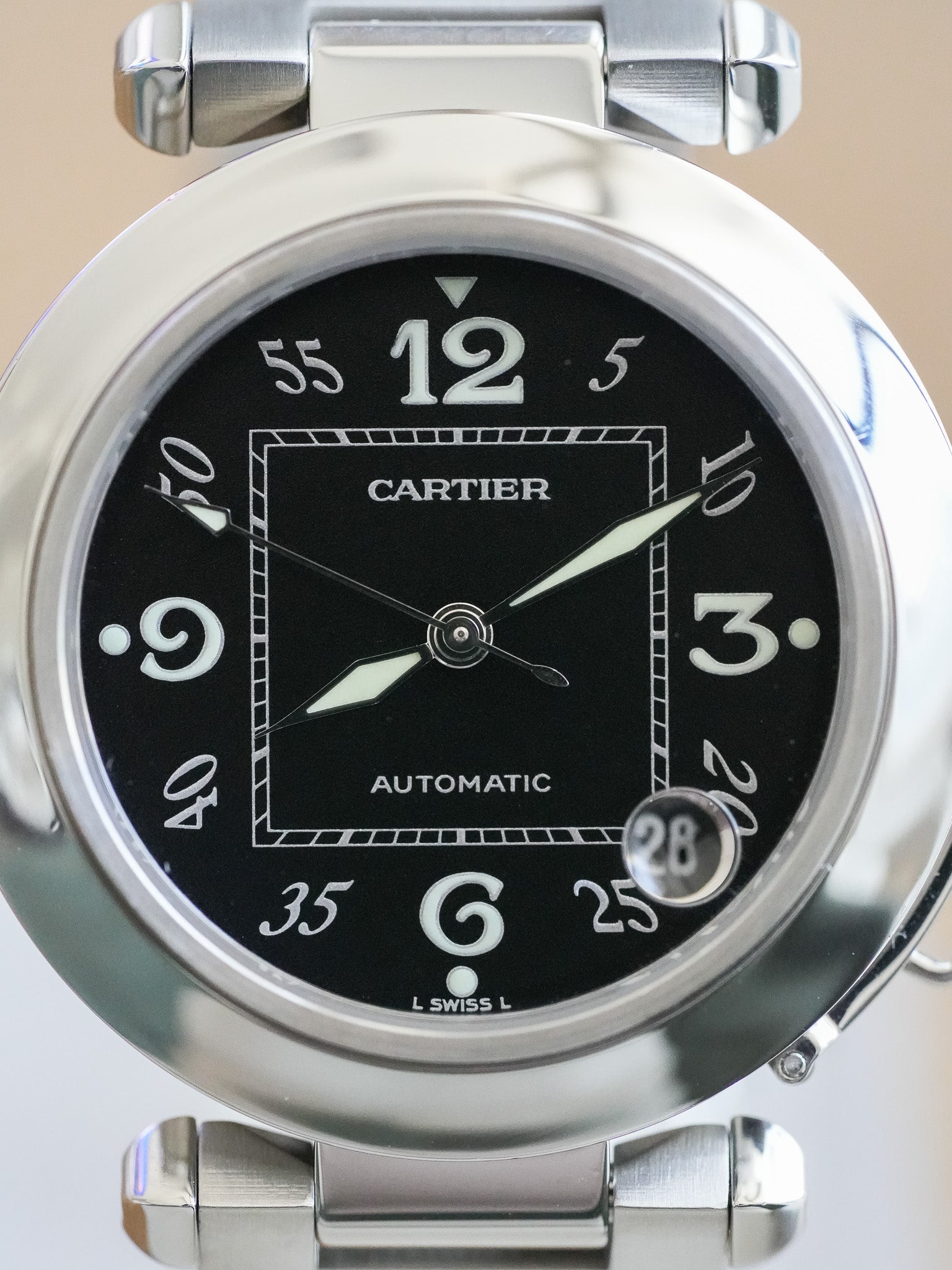 Cartier - Pasha Date 35mm Cadra noir - 2000s - Atelier Victor - Vintage Shop