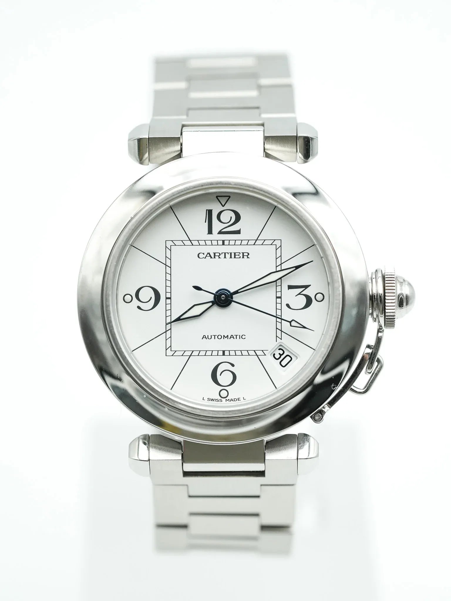 Cartier - Pasha Date 35mm Cadran blanc - 2000s - Atelier Victor - Vintage Shop