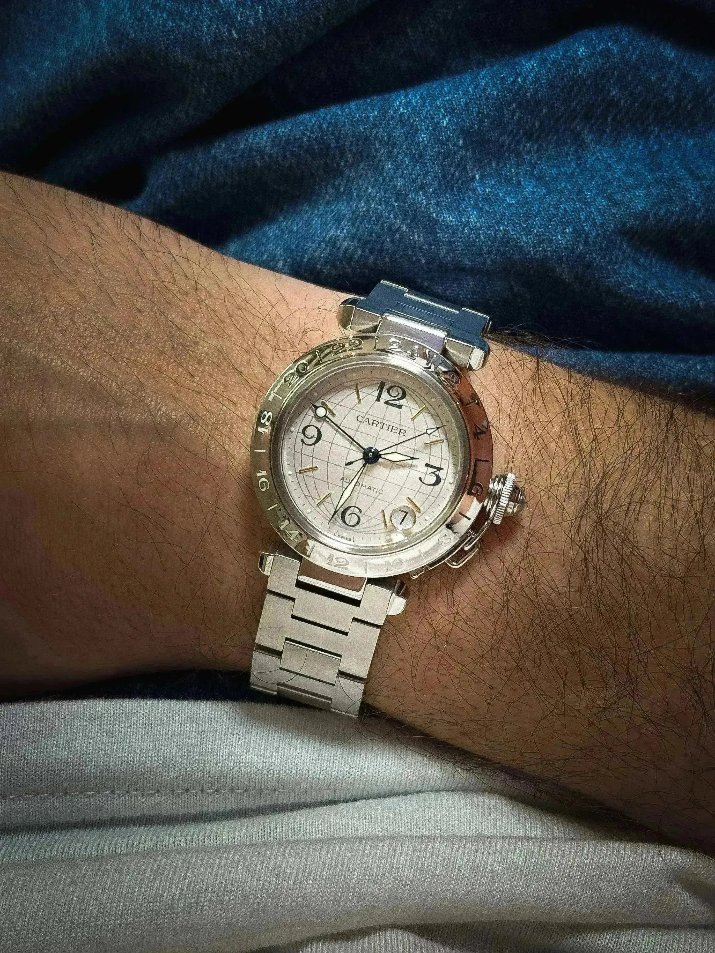 Cartier - Pasha GMT Cadran acier - boite - 2000S - Atelier Victor