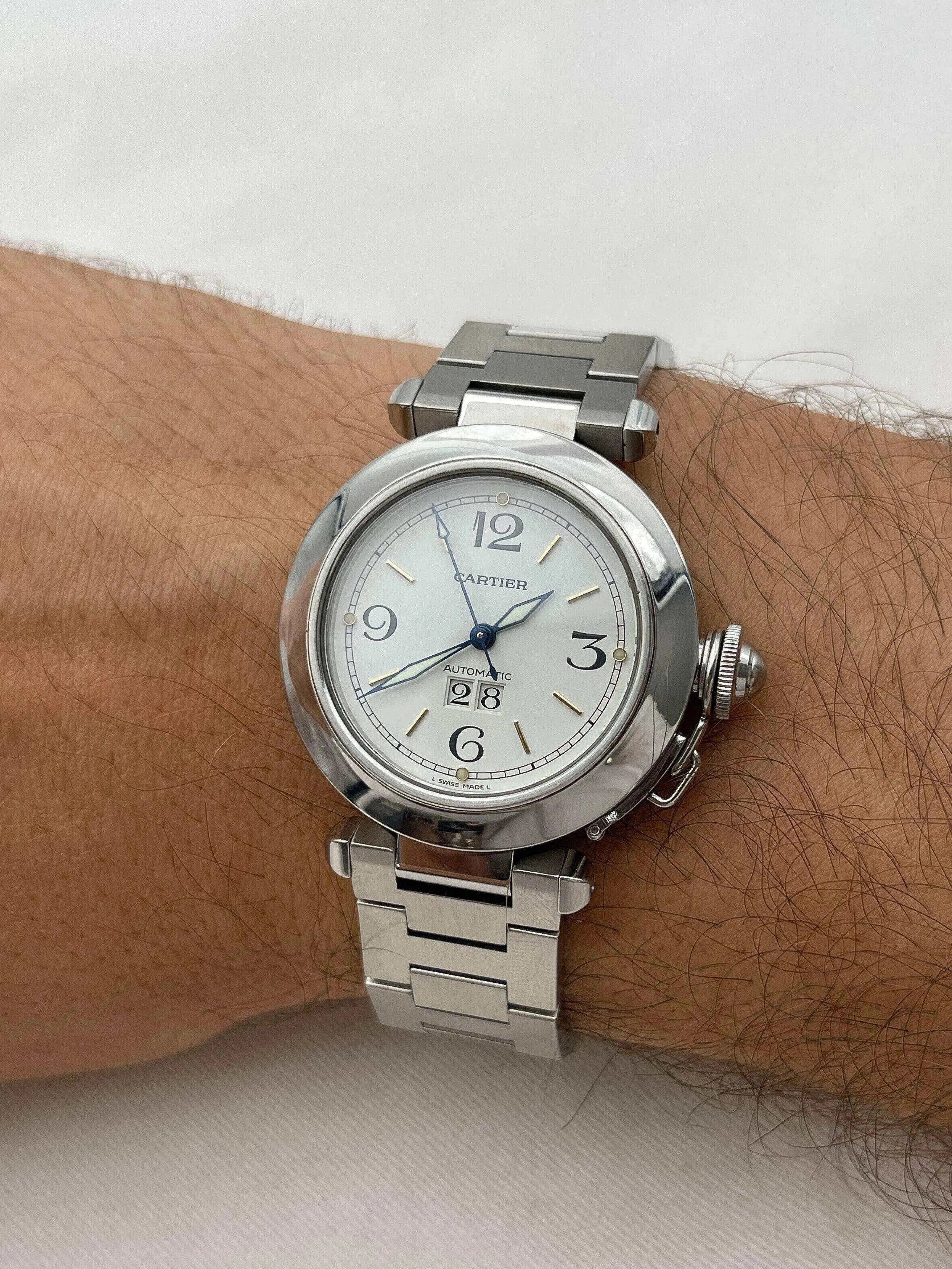 Cartier - Pasha Grande date blanc - full set - 2002 - Atelier Victor - Vintage Shop
