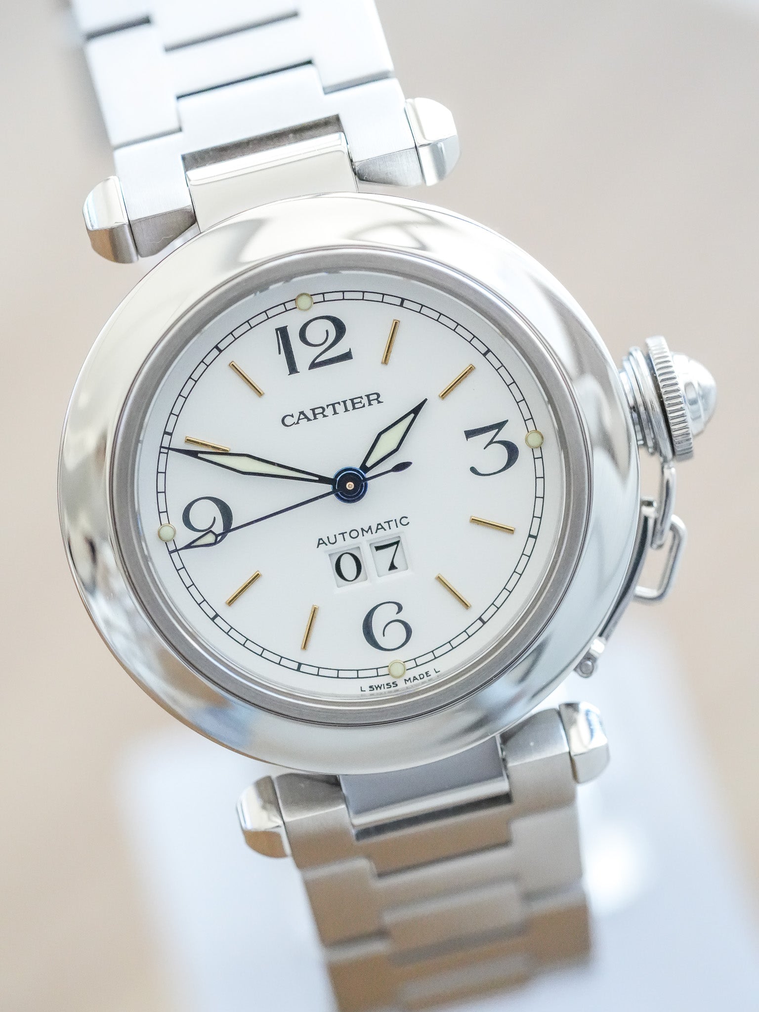 Cartier - Pasha Grande Date Cadran Blanc - 2000s - Atelier Victor - Vintage Shop