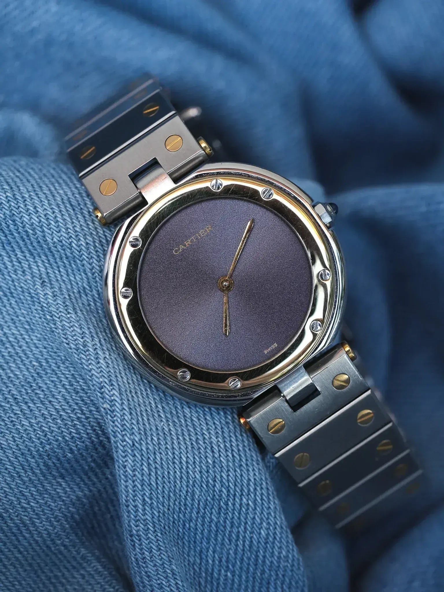 Cartier - Rare Santos Vendome Cadran gris reflet violet - 1980S - Atelier Victor