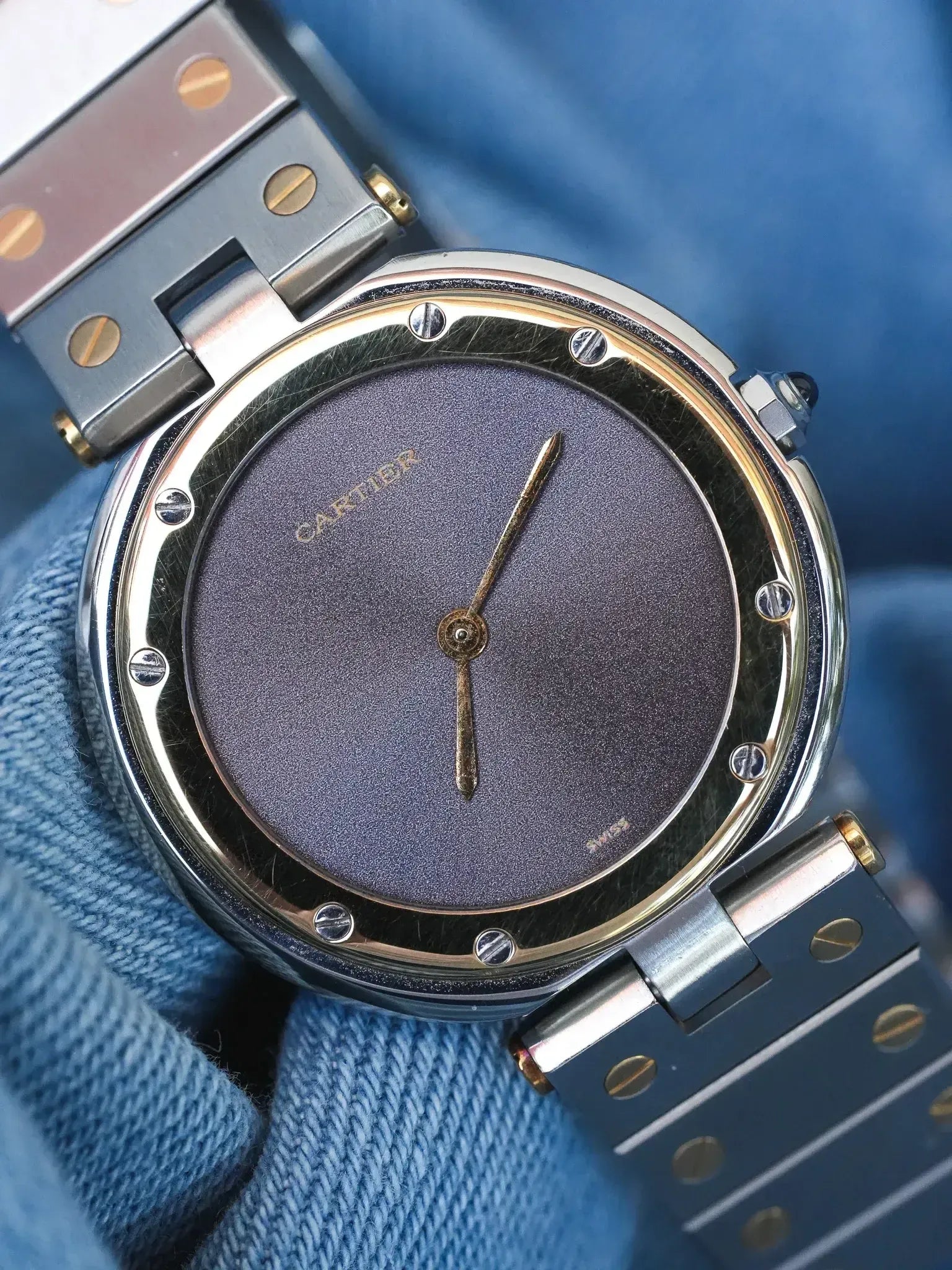 Cartier - Rare Santos Vendome Cadran gris reflet violet - 1980S - Atelier Victor
