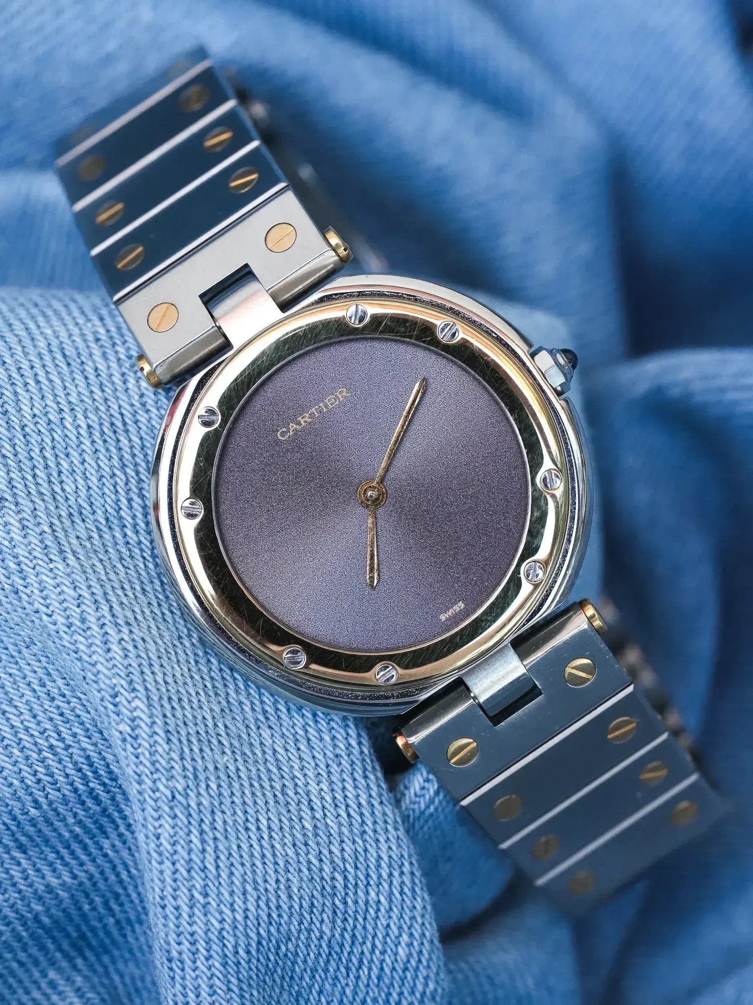 Cartier - Rare Santos Vendome Cadran gris reflet violet - 1980S - Atelier Victor