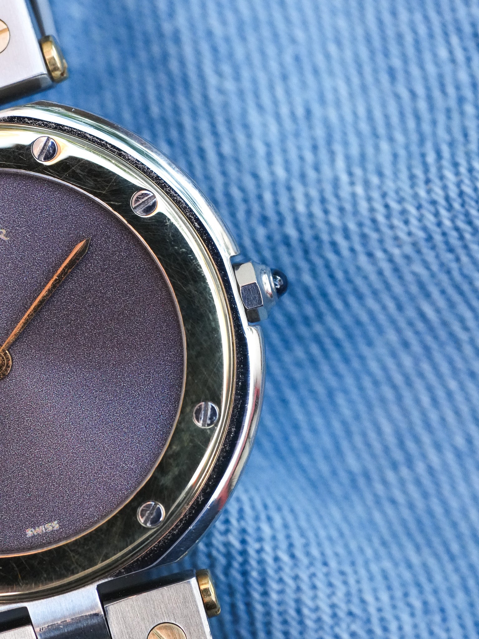 Cartier - Rare Santos Vendome Cadran gris reflet violet - 1980S - Atelier Victor - Vintage Shop