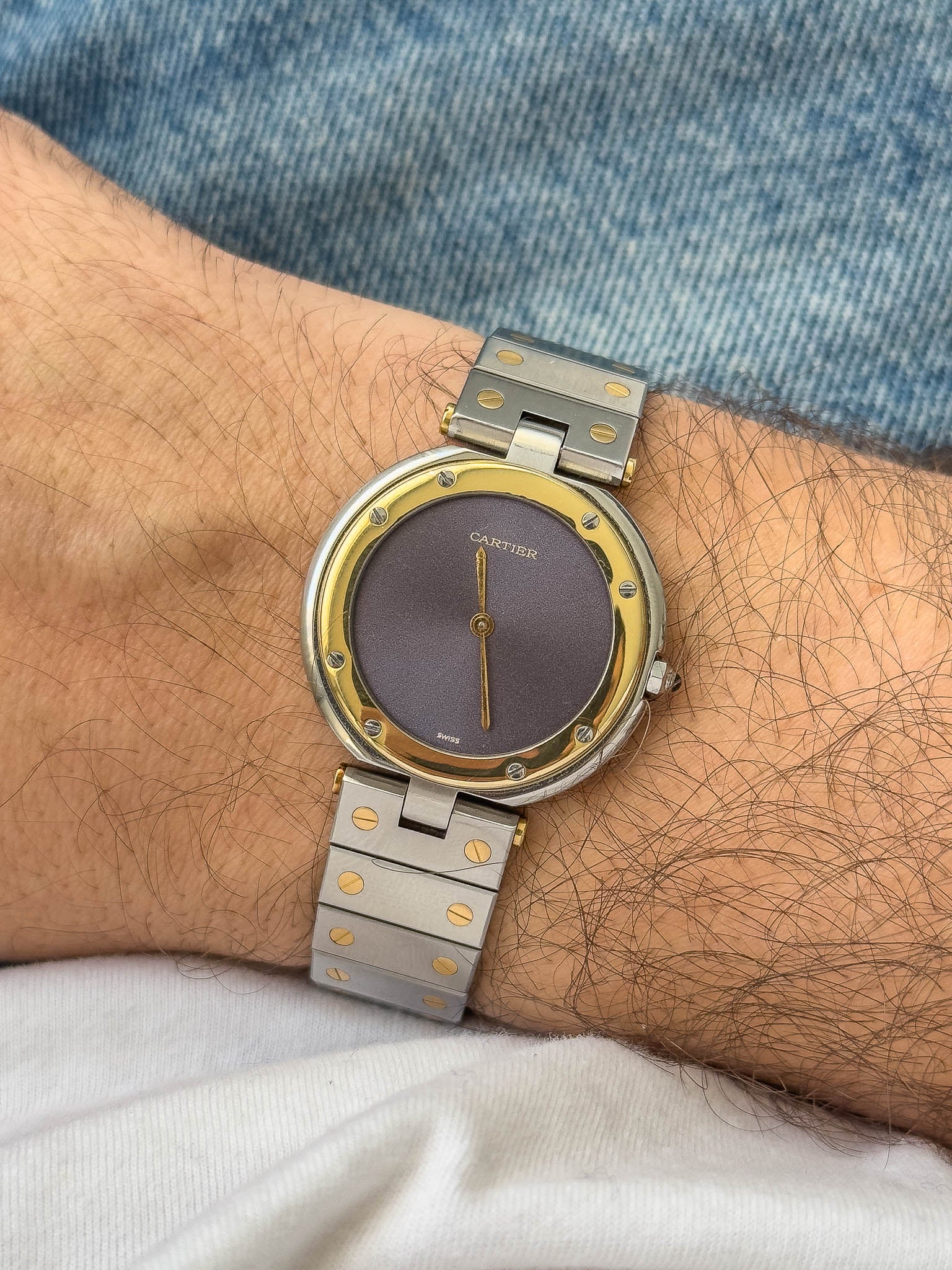 Cartier - Rare Santos Vendome Cadran gris reflet violet - 1980S - Atelier Victor - Vintage Shop