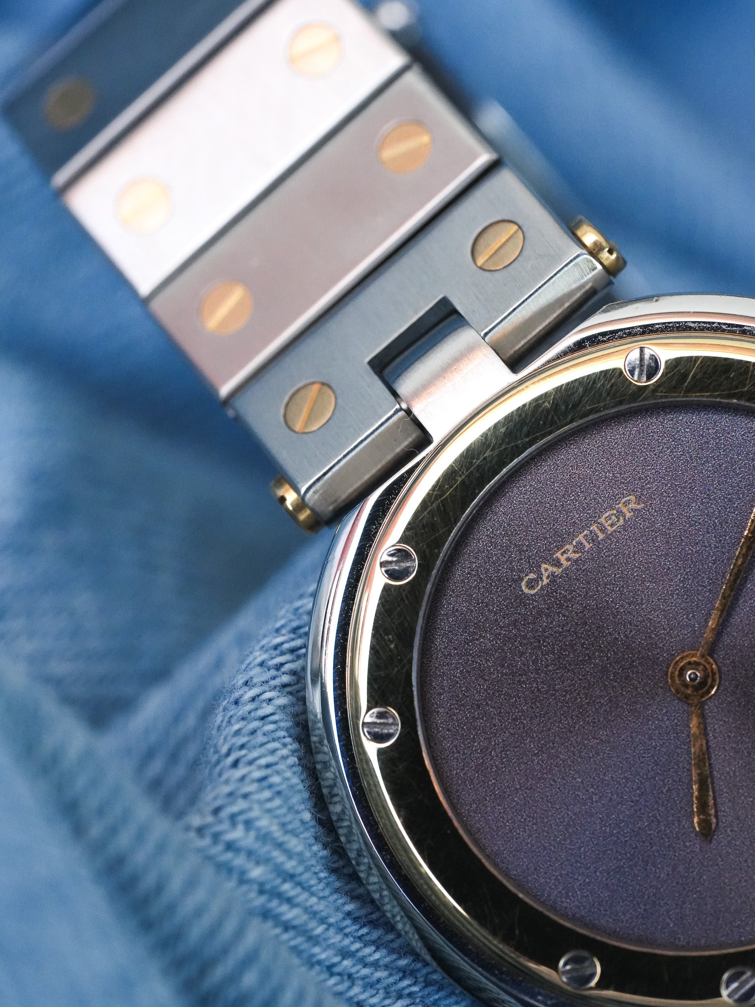 Cartier - Rare Santos Vendome Cadran gris reflet violet - 1980S - Atelier Victor - Vintage Shop