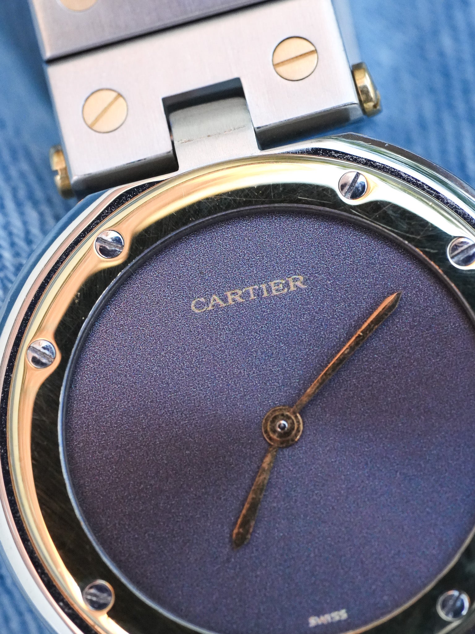 Cartier - Rare Santos Vendome Cadran gris reflet violet - 1980S - Atelier Victor - Vintage Shop