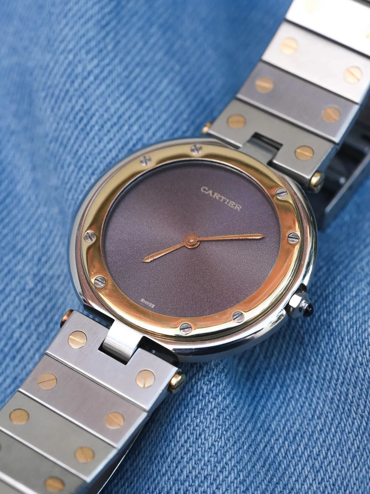 Cartier - Rare Santos Vendome Cadran gris reflet violet - 1980S - Atelier Victor - Vintage Shop