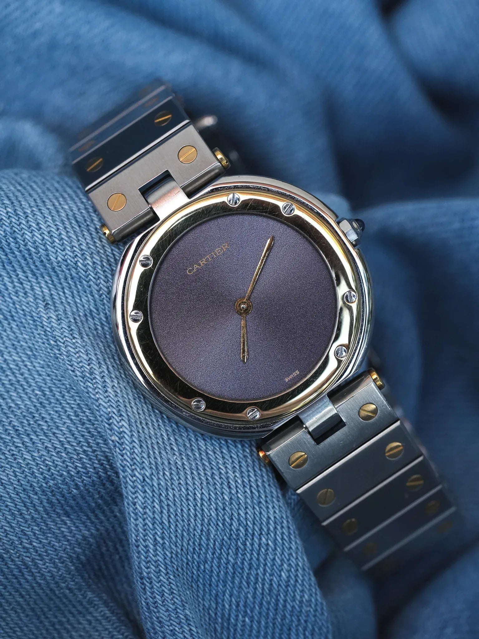 Cartier - Rare Santos Vendome Cadran gris reflet violet - 1980S - Atelier Victor - Vintage Shop