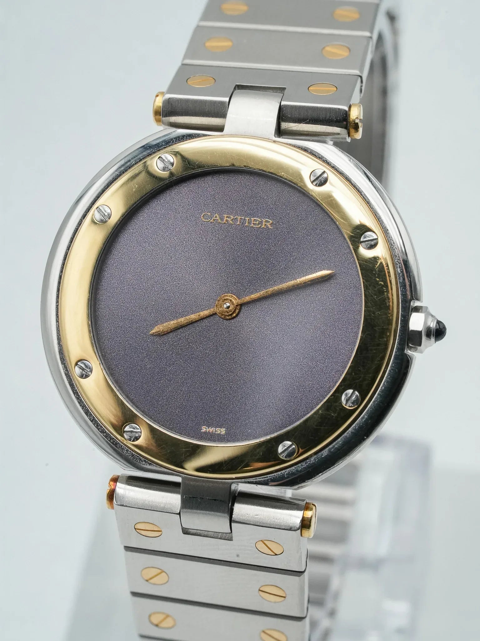 Cartier - Rare Santos Vendome Cadran gris reflet violet - 1980S - Atelier Victor - Vintage Shop