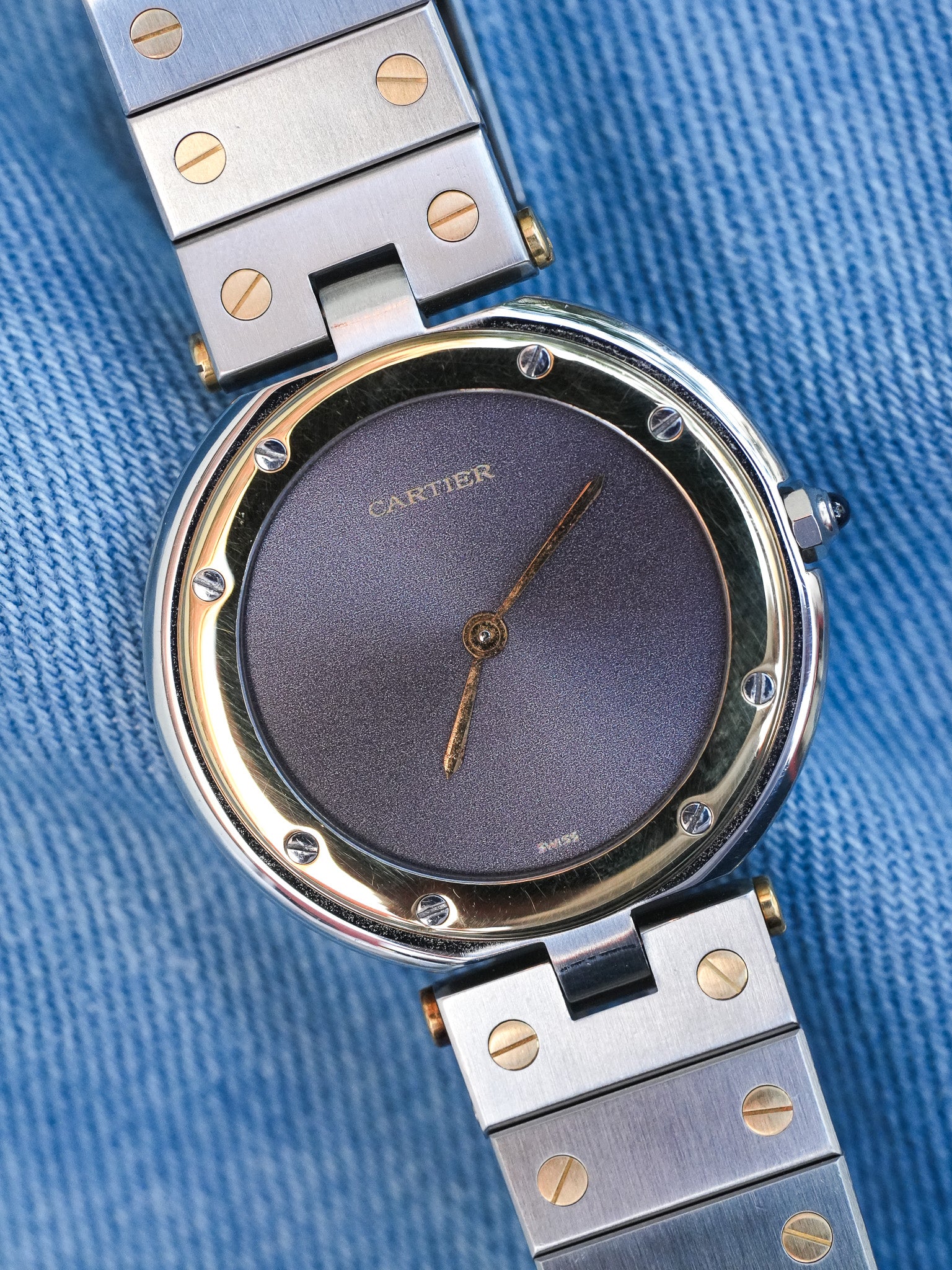 Cartier - Rare Santos Vendome Cadran gris reflet violet - 1980S - Atelier Victor - Vintage Shop