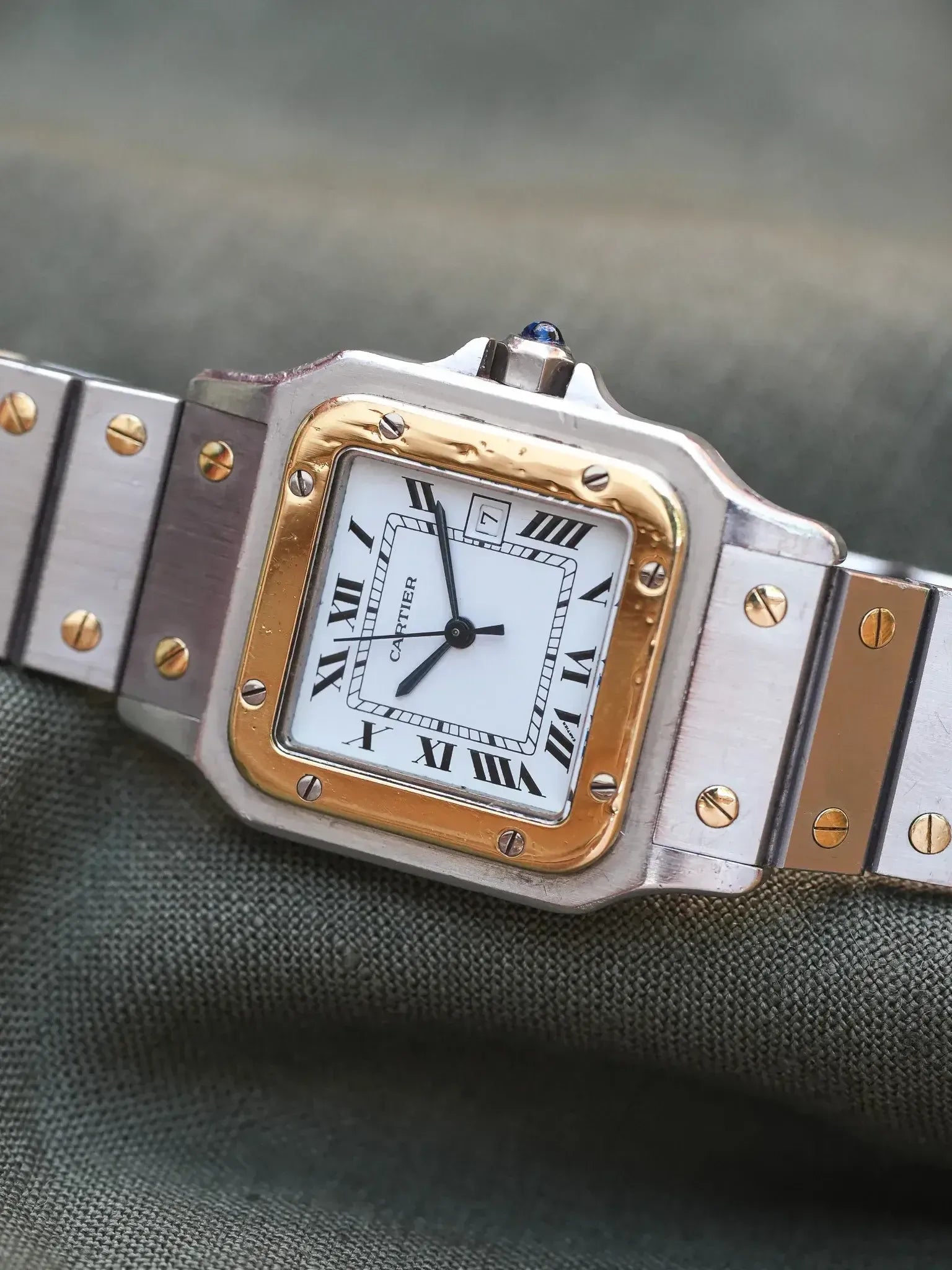 Cartier - La fameuse Santos 2961 or et acier - 1980s - Atelier Victor