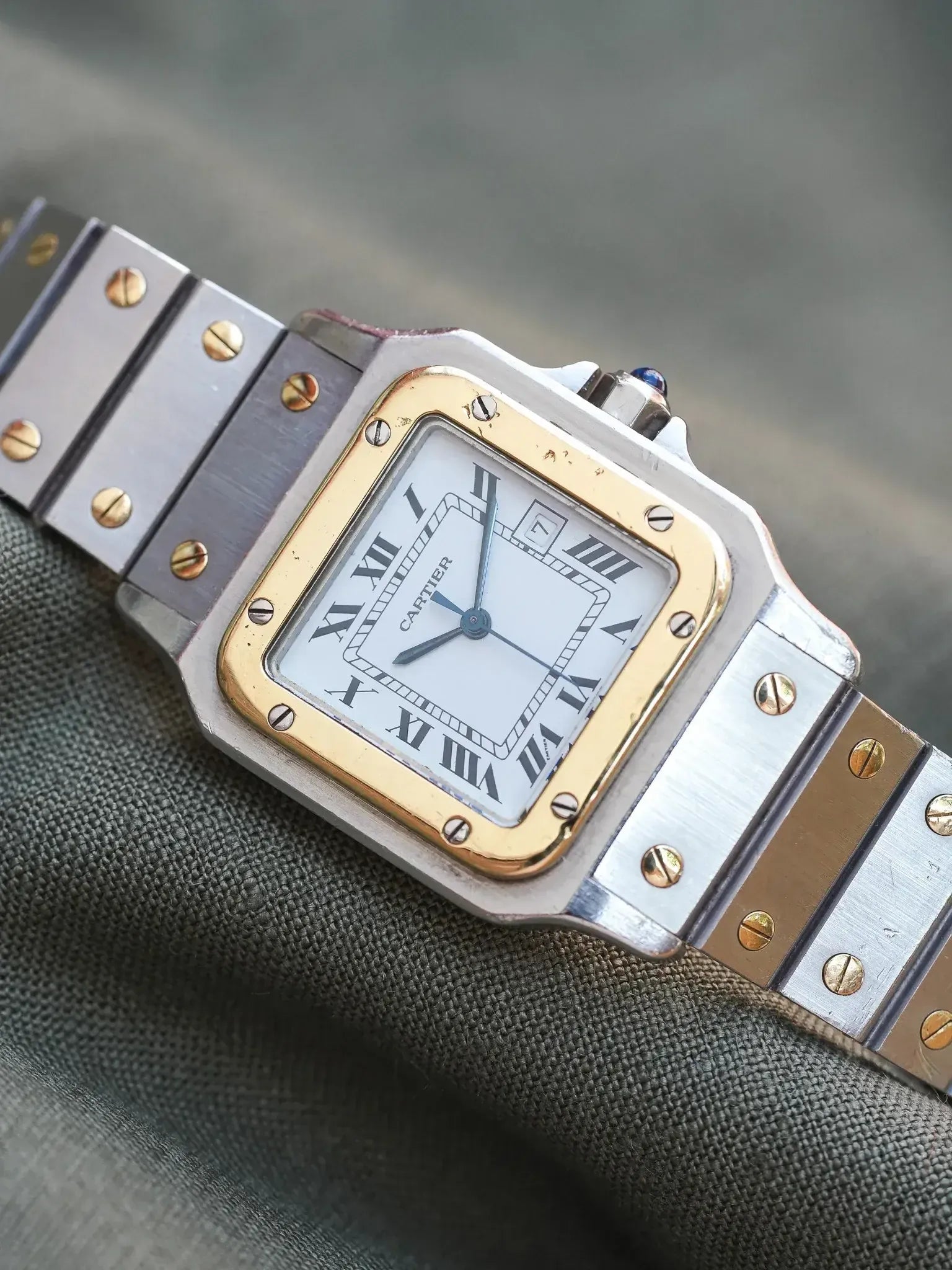 Cartier - La fameuse Santos 2961 or et acier - 1980s - Atelier Victor