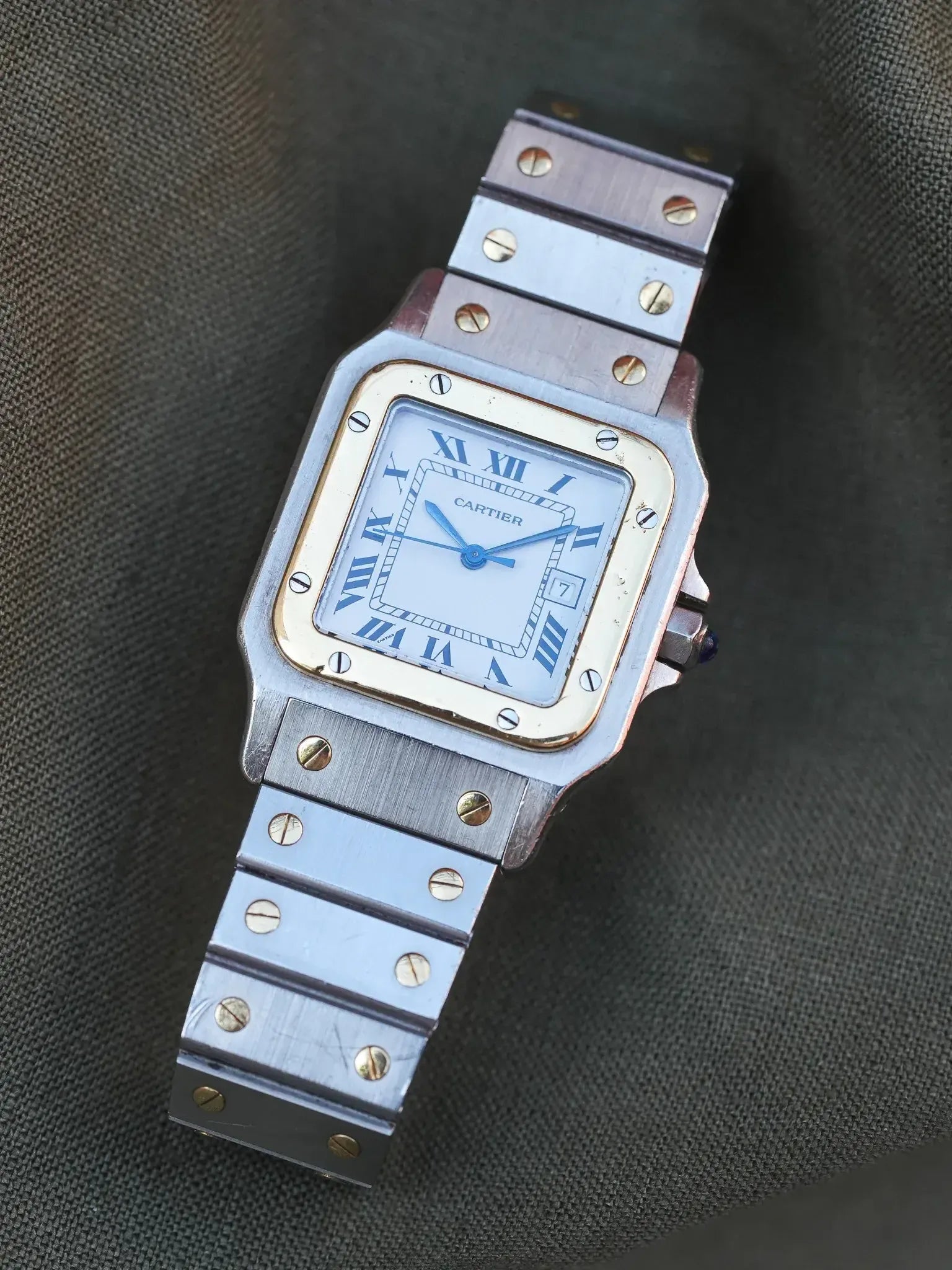 Cartier - La fameuse Santos 2961 or et acier - 1980s - Atelier Victor