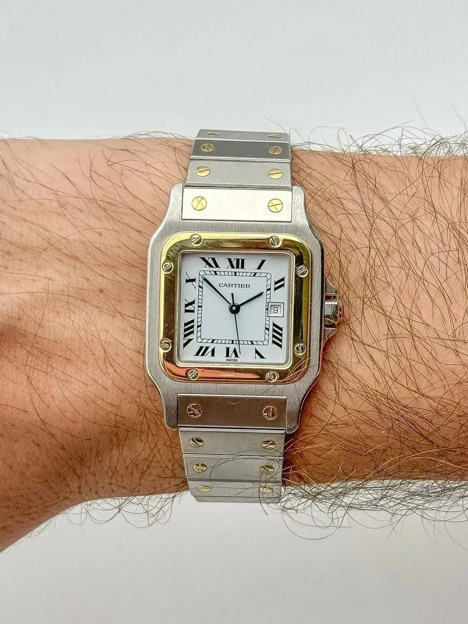 Cartier - Santos 2961 acier or 29mm auto - 1980s - Atelier Victor