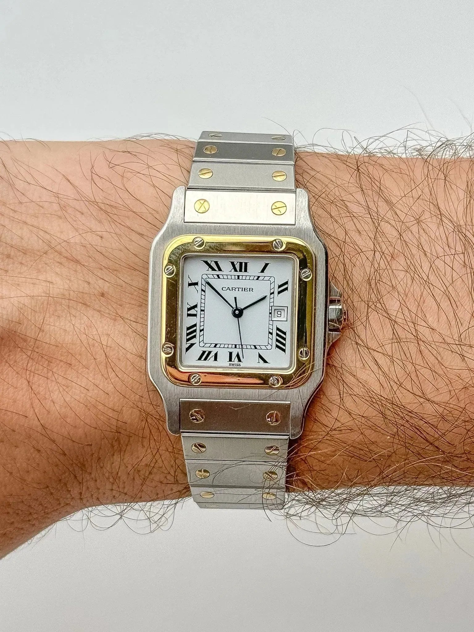 Cartier - Santos 2961 acier or 29mm auto - 1980s - Atelier Victor