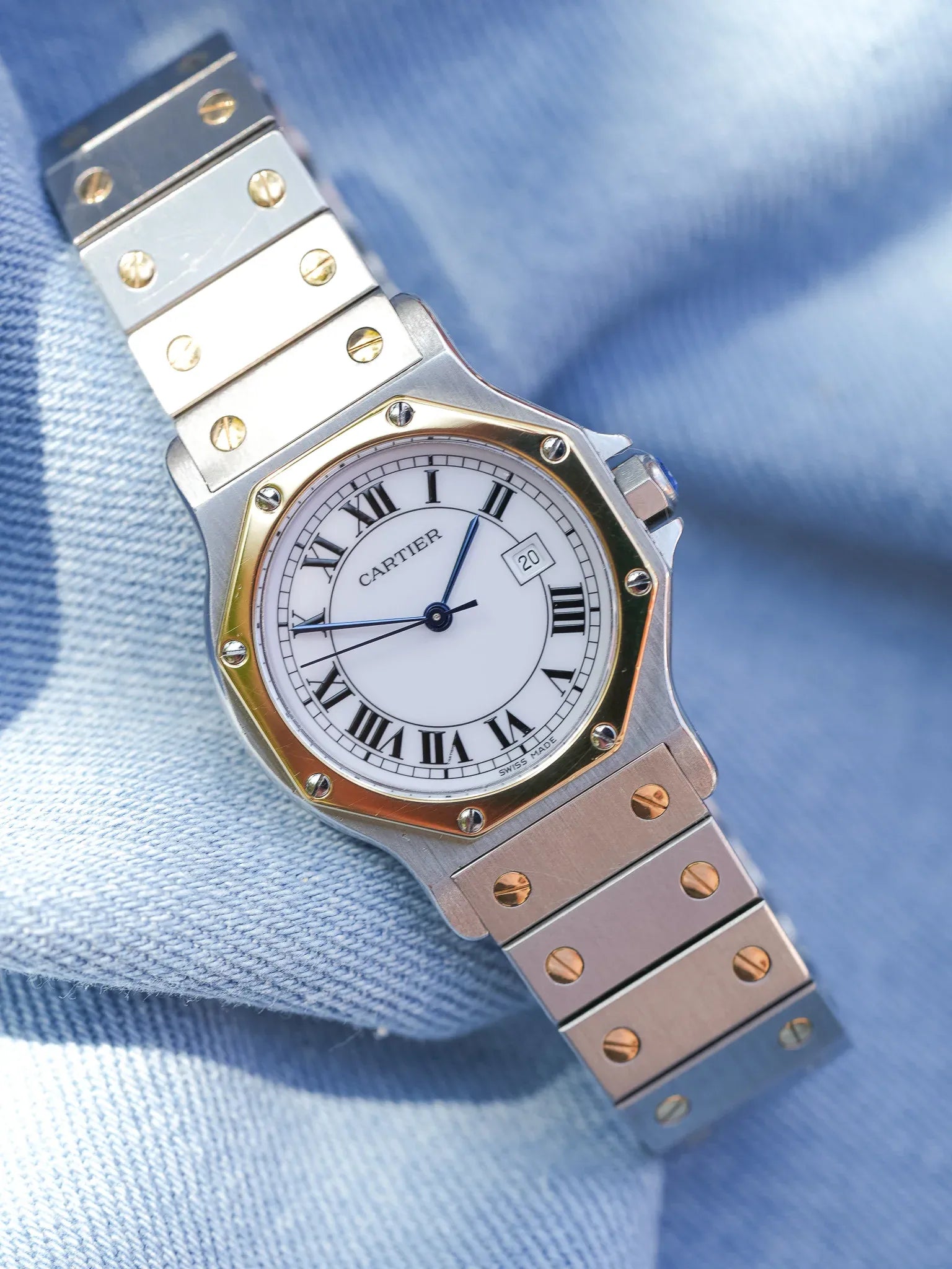 Cartier - Santos 2966 Octogonale Acier Or Grand Modèle Automatique - 1990s - Atelier Victor - Vintage Shop