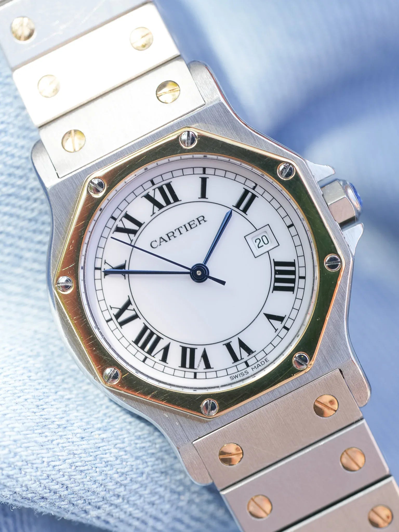 Cartier - Santos 2966 Octogonale Acier Or Grand Modèle Automatique - 1990s - Atelier Victor - Vintage Shop