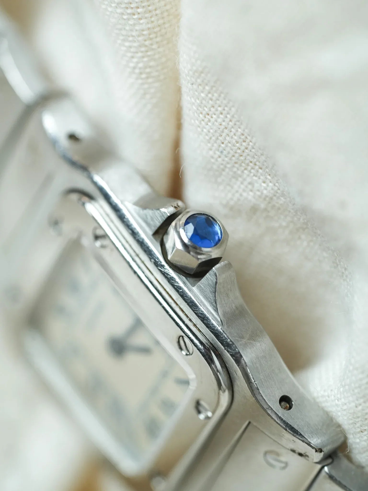 Cartier - Santos 9057 Acier chiffres romain bleu 24mm - Boite & Papier - 1991 - Atelier Victor - Vintage Shop