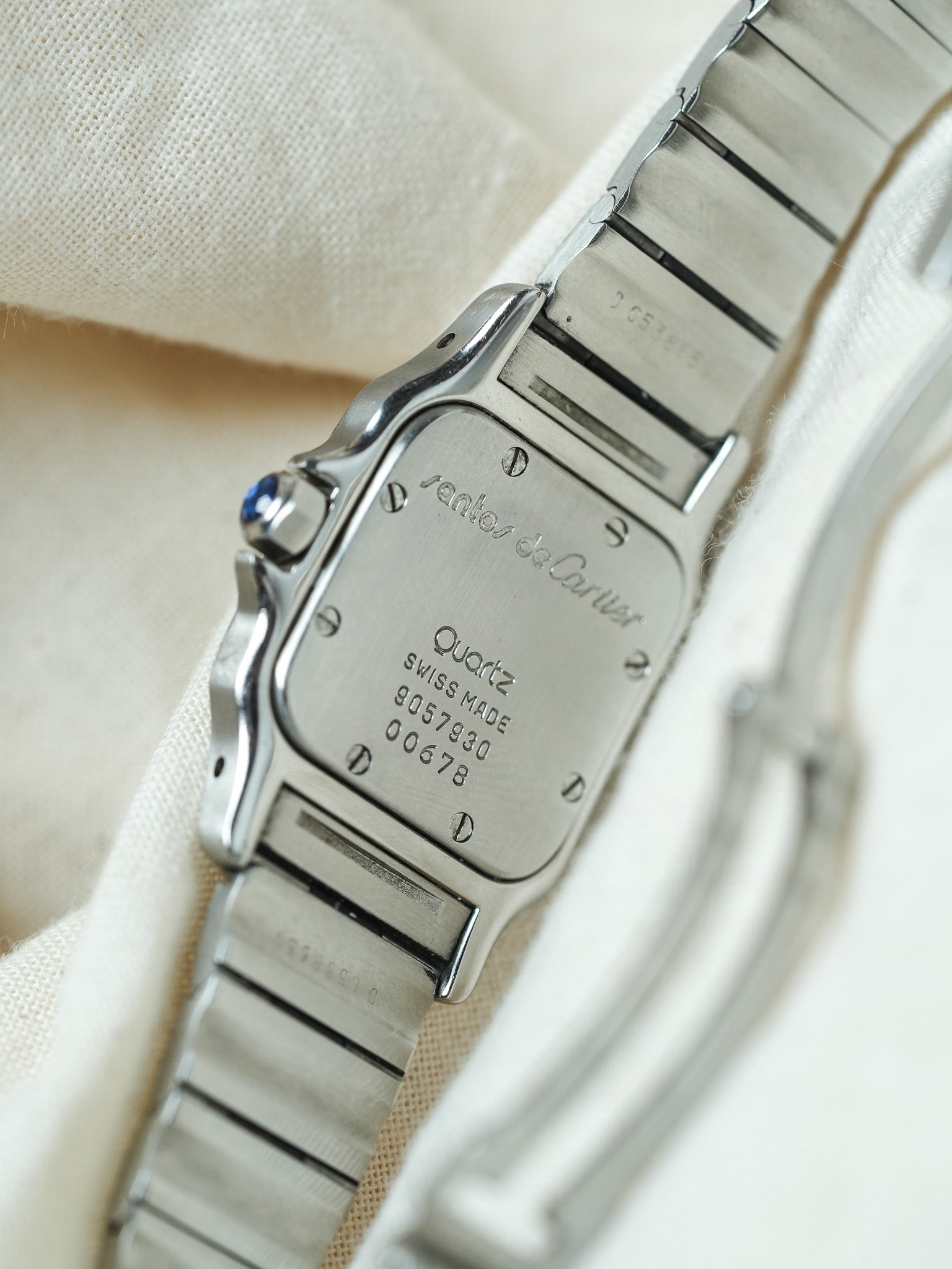 Cartier - Santos 9057 Acier chiffres romain bleu 24mm - Boite & Papier - 1991 - Atelier Victor - Vintage Shop