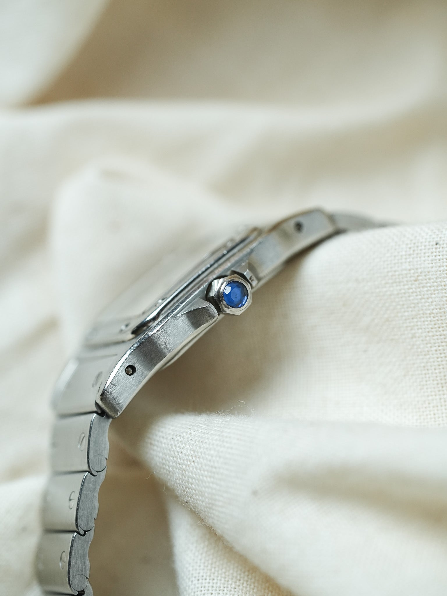Cartier - Santos 9057 Acier chiffres romain bleu 24mm - Boite & Papier - 1991 - Atelier Victor - Vintage Shop