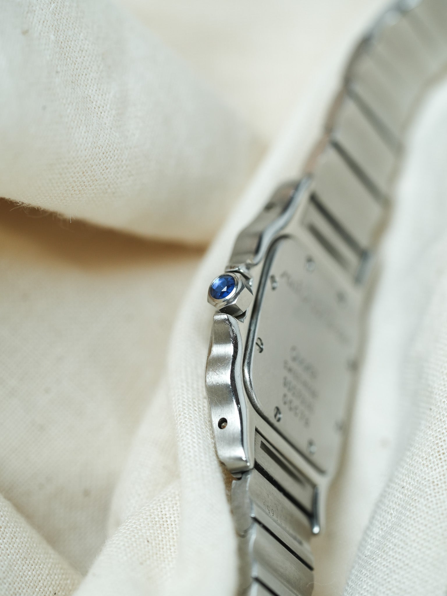 Cartier - Santos 9057 Acier chiffres romain bleu 24mm - Boite & Papier - 1991 - Atelier Victor - Vintage Shop