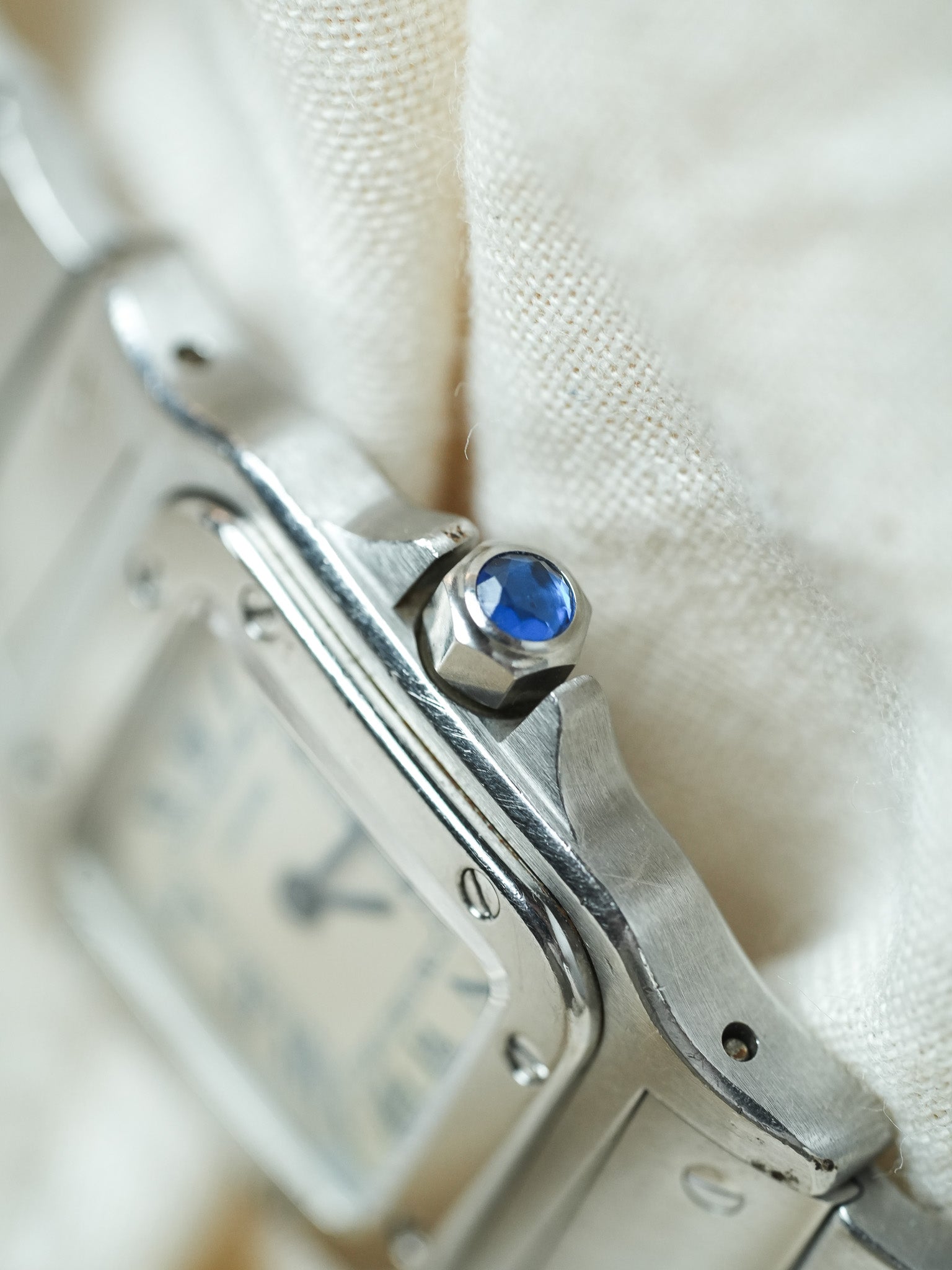 Cartier - Santos 9057 Acier chiffres romain bleu 24mm - Boite & Papier - 1991 - Atelier Victor - Vintage Shop