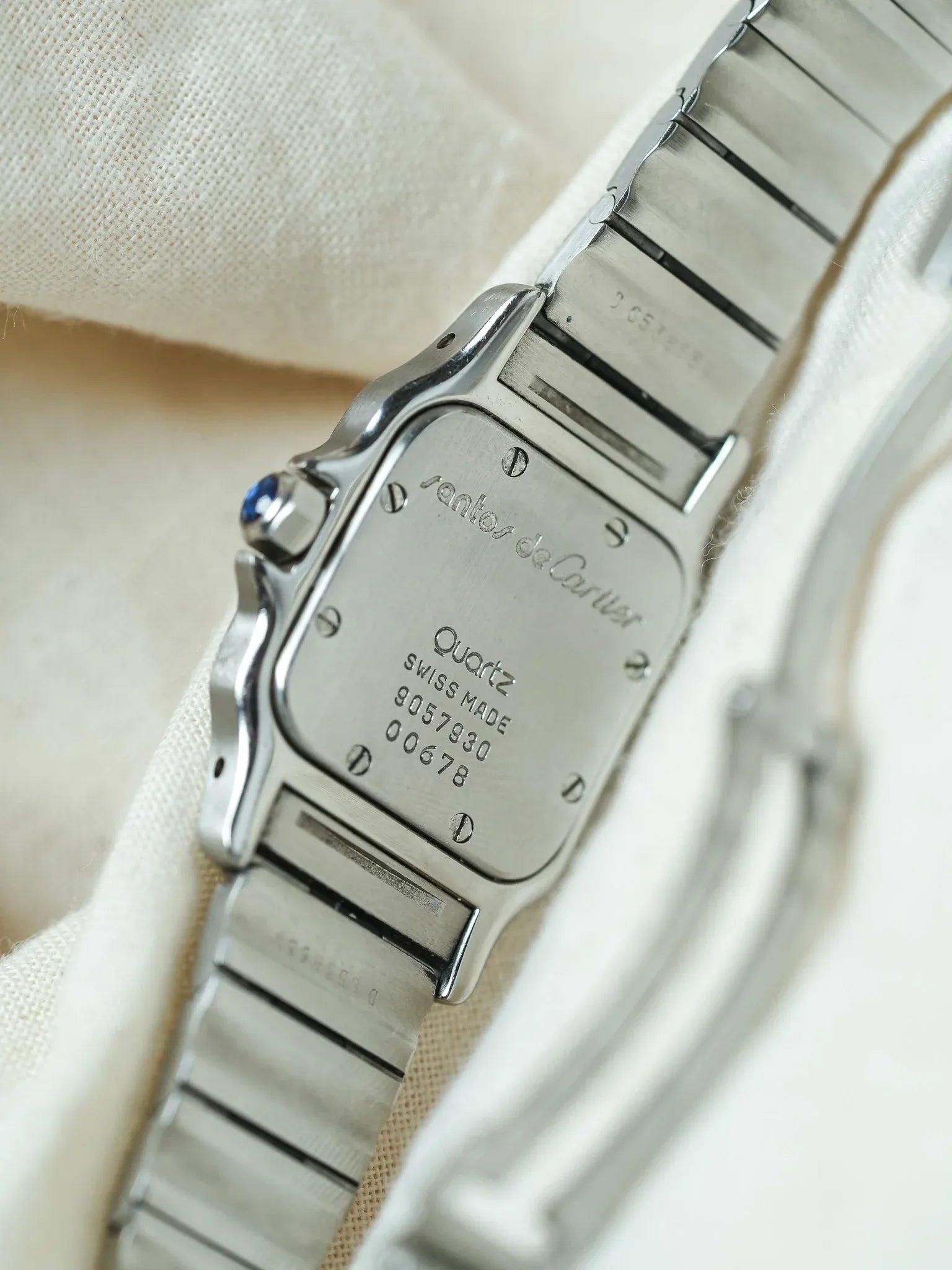 Cartier - Santos 9057 Acier chiffres romain bleu 24mm - Boite & Papier - 1991 - Atelier Victor - Vintage Shop