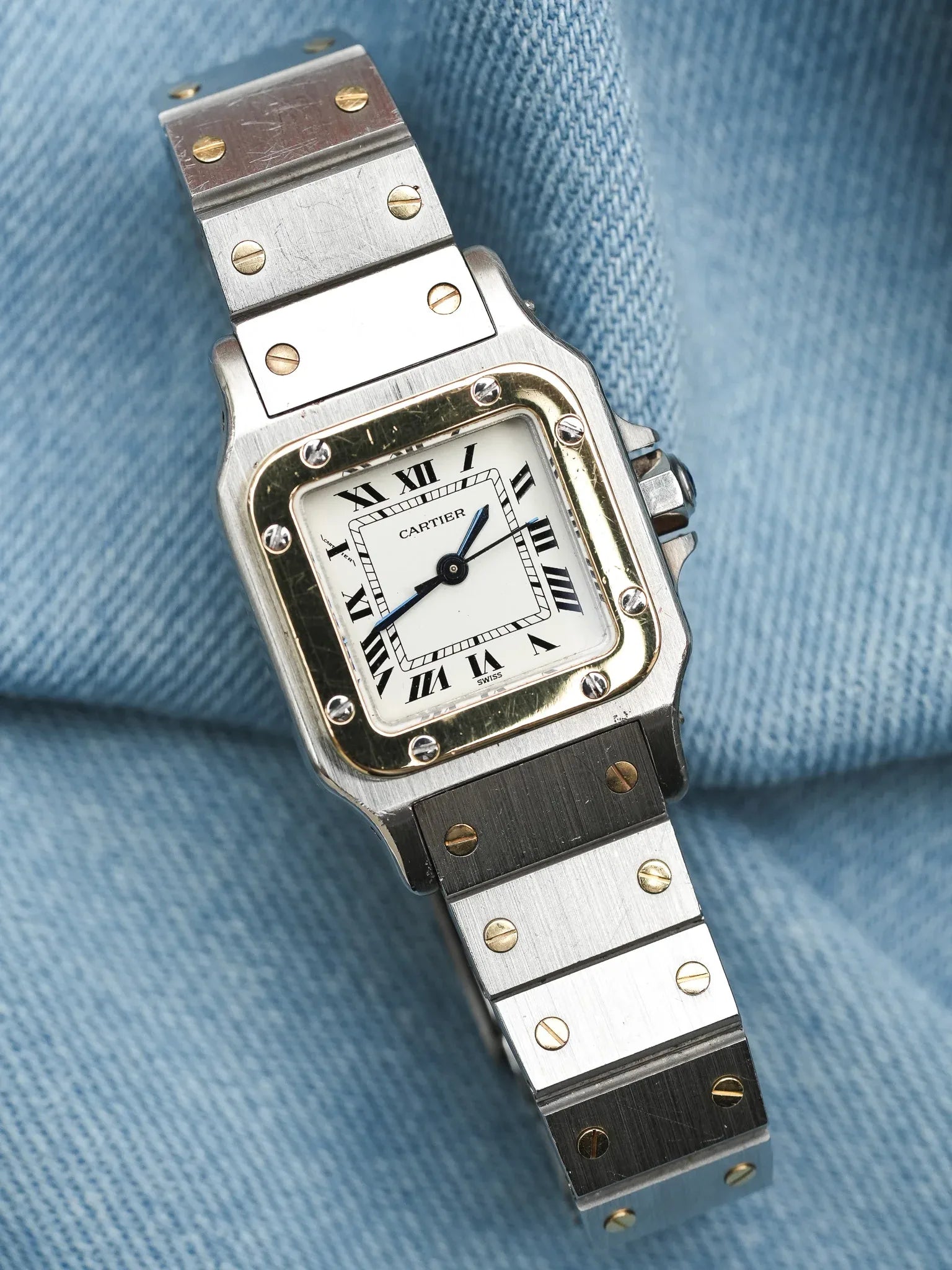 Cartier - Santos Carrée 0902 24mm acier or automatique - 1980s - Atelier Victor