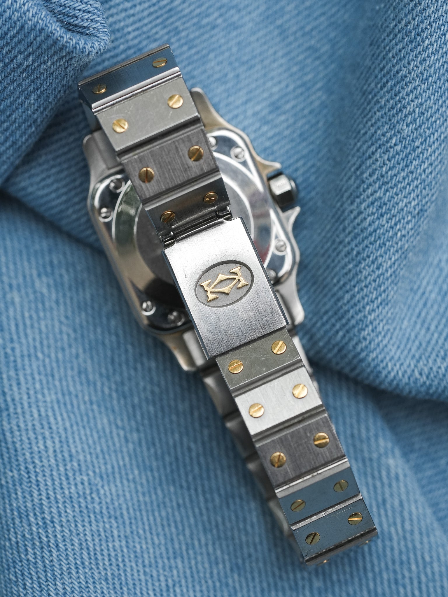 Cartier - Santos Carrée 0902 24mm acier or automatique - 1980s - Atelier Victor - Vintage Shop