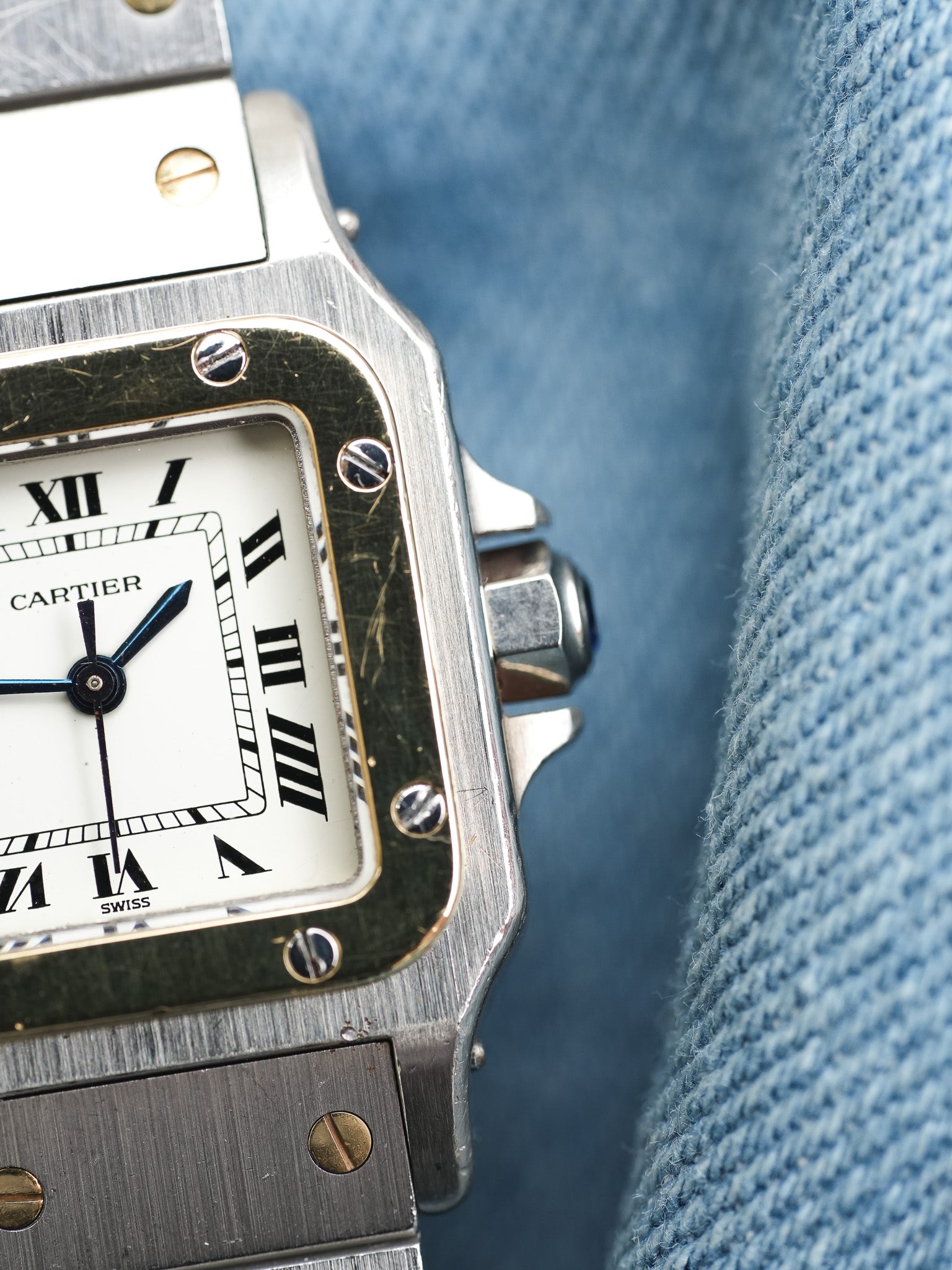 Cartier - Santos Carrée 0902 24mm acier or automatique - 1980s - Atelier Victor - Vintage Shop