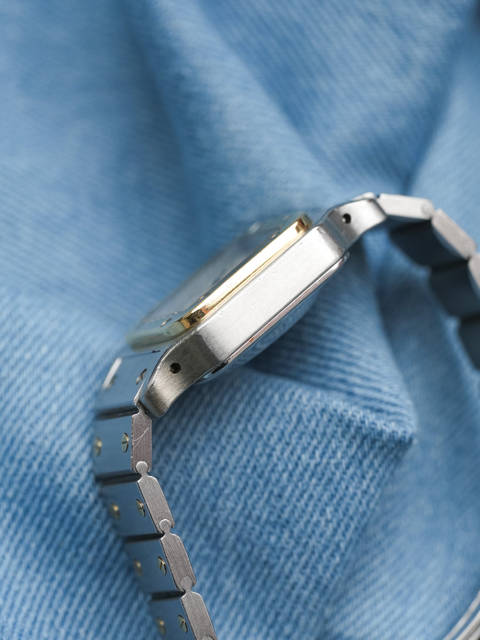 Cartier - Santos Carrée 0902 24mm acier or automatique - 1980s - Atelier Victor - Vintage Shop