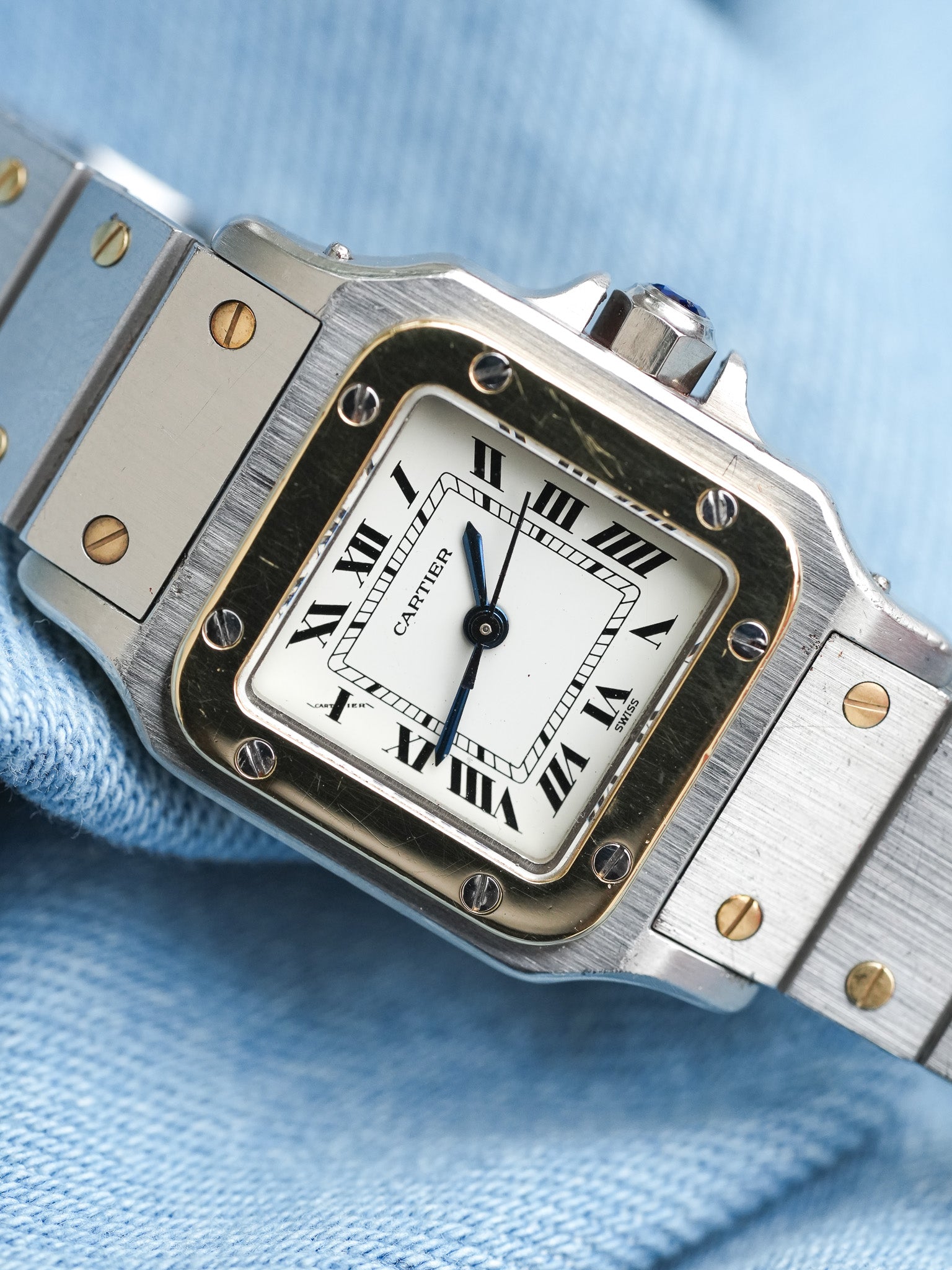 Cartier - Santos Carrée 0902 24mm acier or automatique - 1980s - Atelier Victor - Vintage Shop